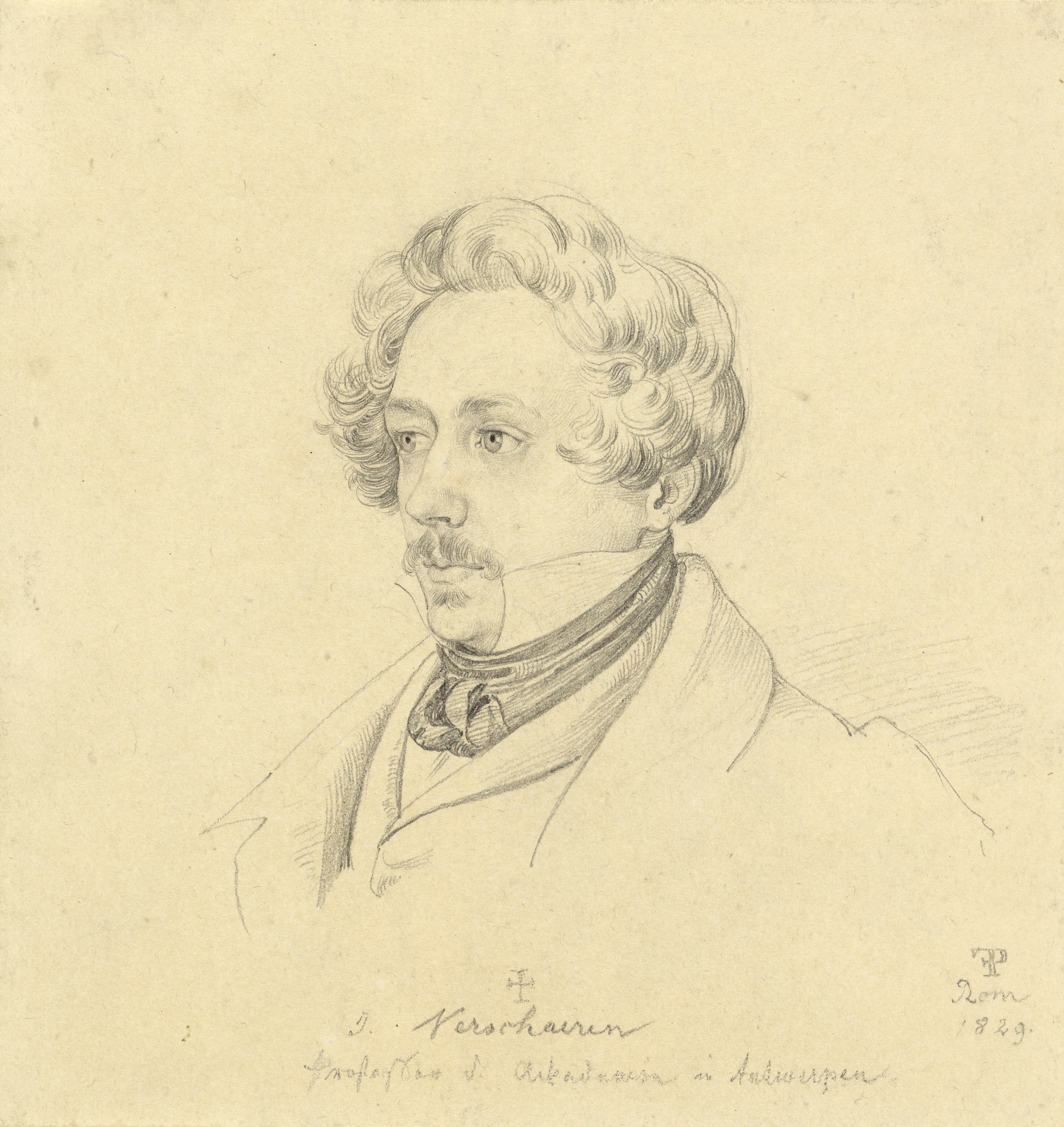 Portrait of Painter Jan Antoon Verschaeren (recto); Landscape (verso)