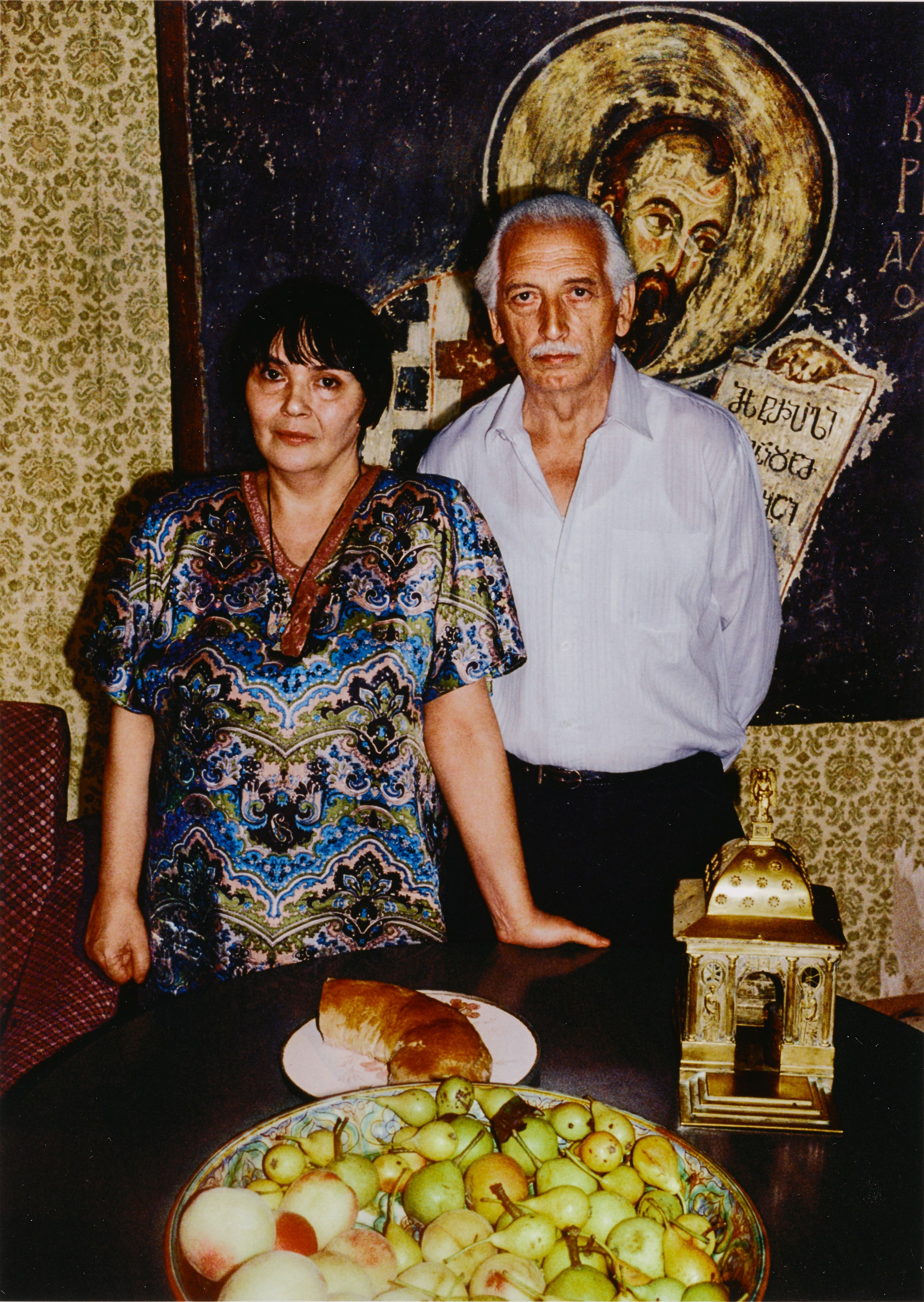 16/7/1991 Tbilisi, Georgian SSR. Ia Mukhraneli, 50 years old, a representative of the Georgian royal family, with her uncle, Niko Bagration-Chikvaidze, 56 years old.