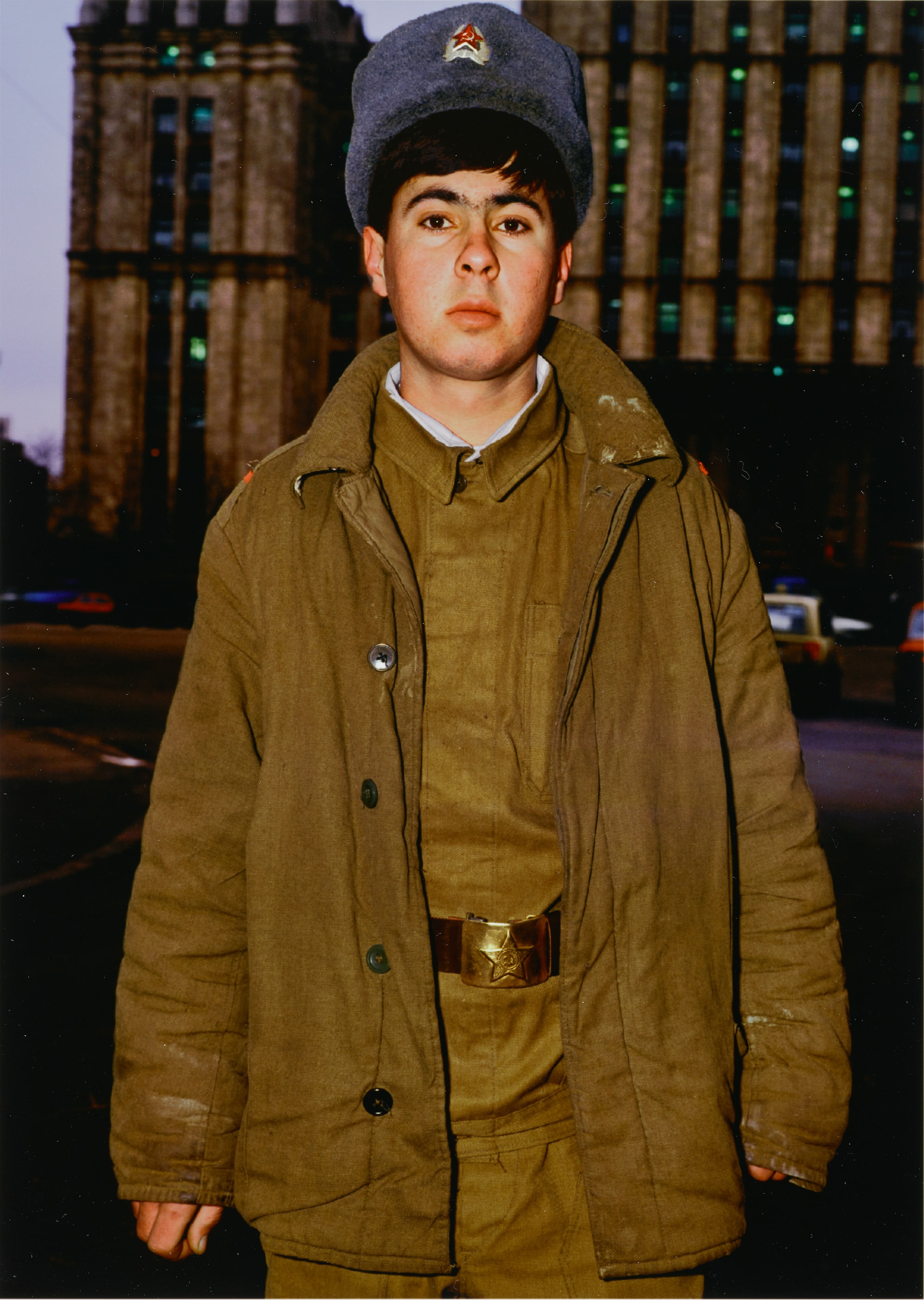 12/10/1991 Moscow, Russian SFSR. A young soldier on the street.