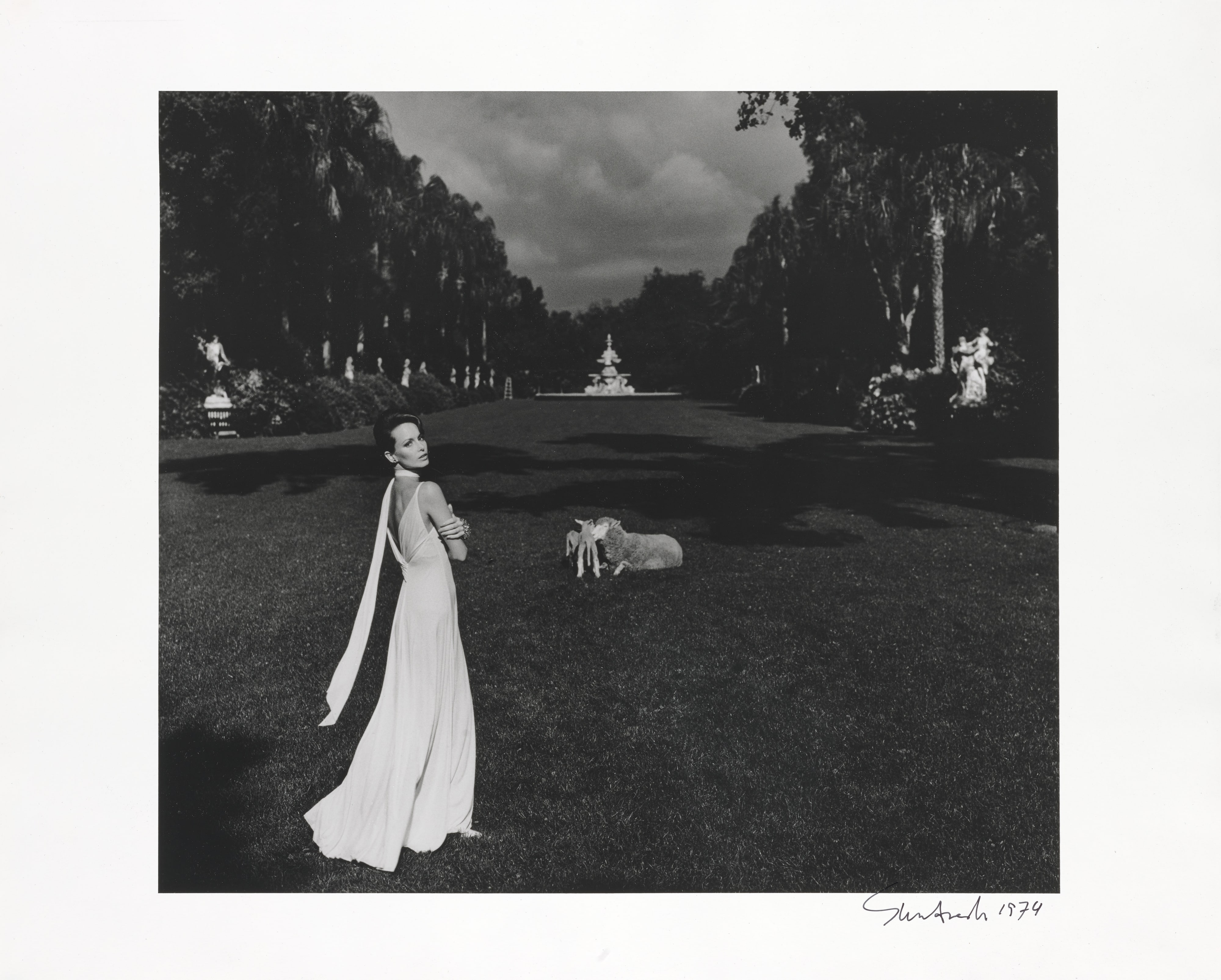 Karen Graham in Holly Harp Evening Dress, Huntington Gardens, San Marino