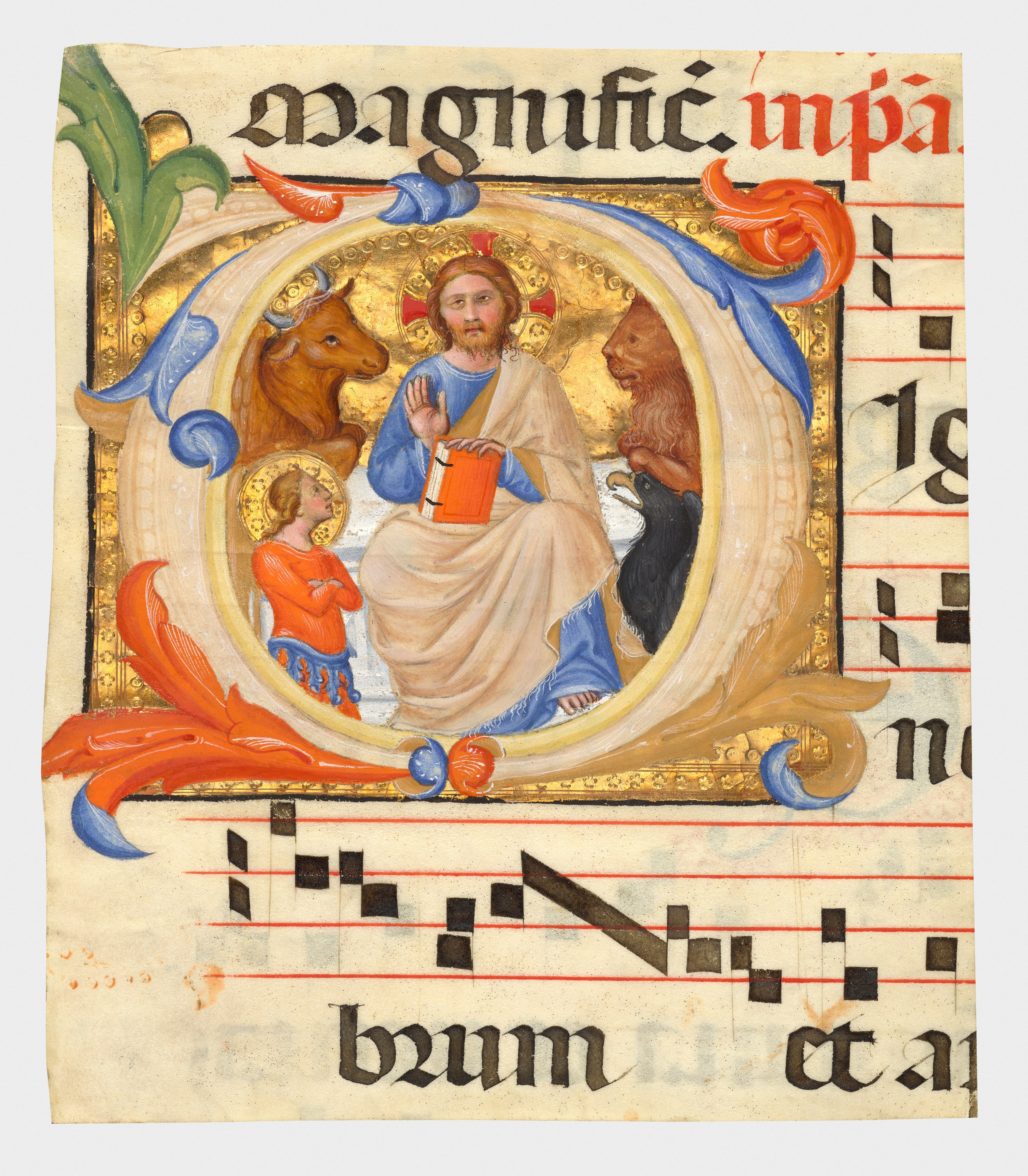 Initial D: Christ in Majesty Surrounded by the Symbols of the Evangelists, cutting from an antiphonal