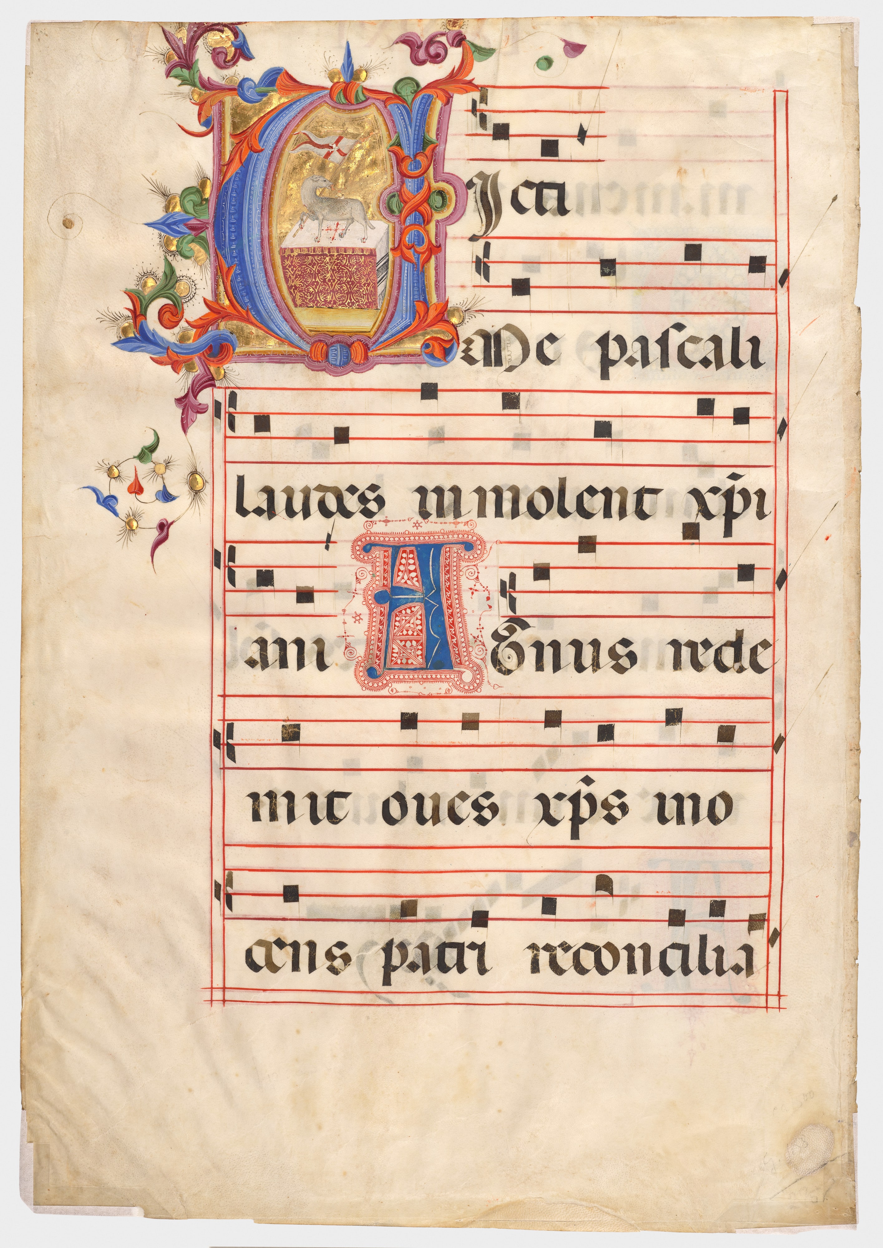 Initial V: The Pascal Lamb on an Altar
