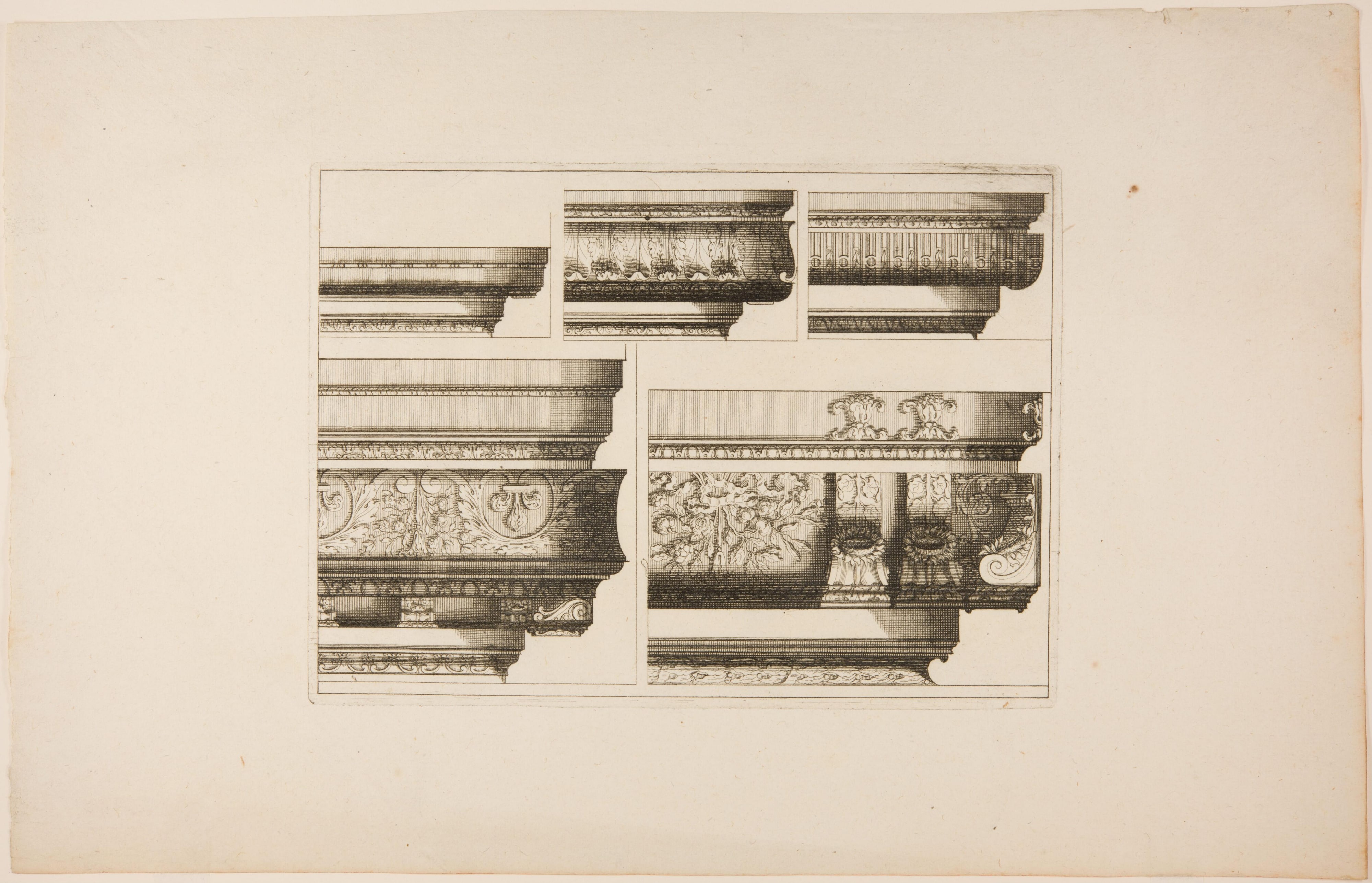 Five Designs of Moldings for Column Bases, One with Sunflowers