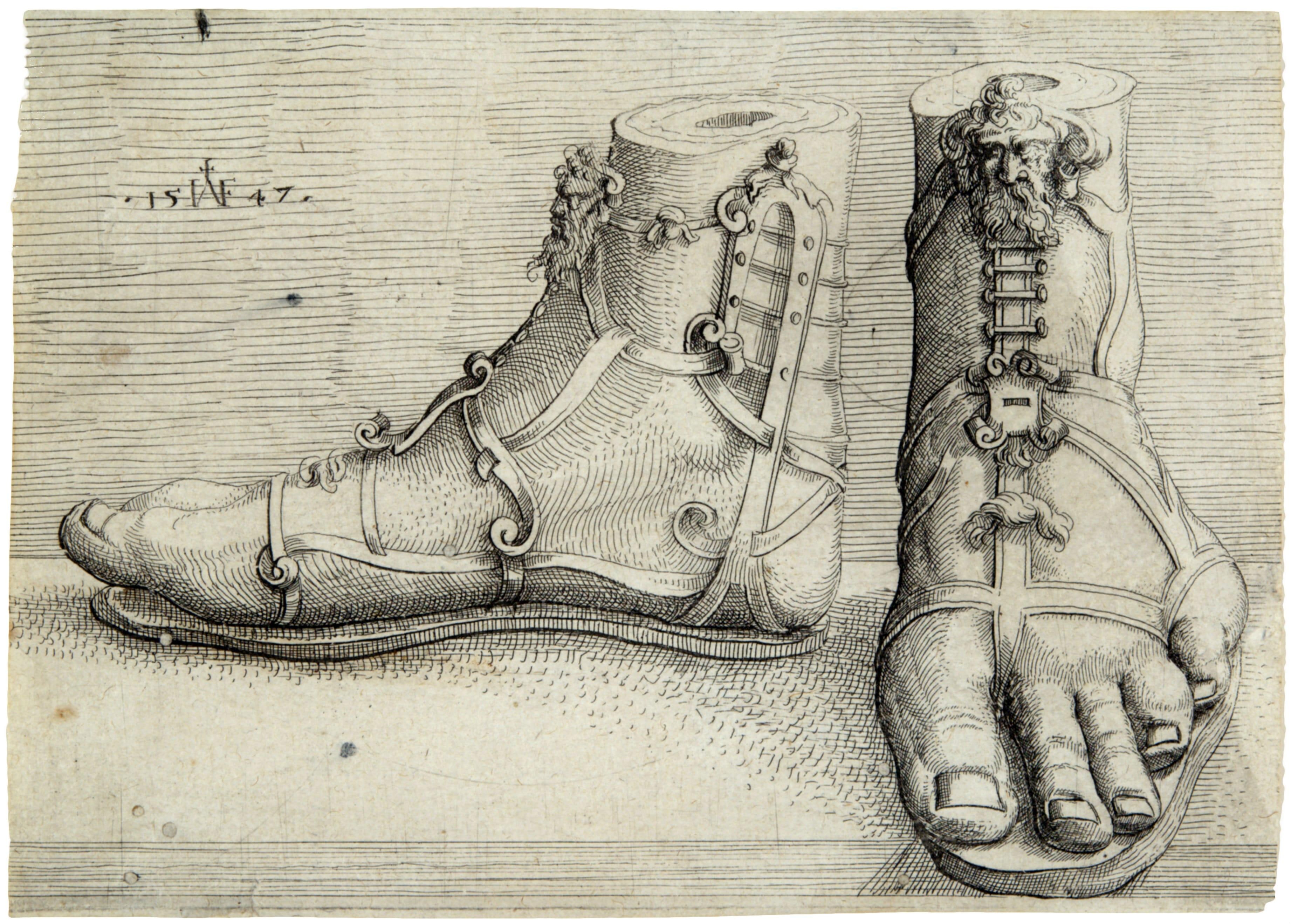 Two Feet with Richly Decorated Sandals