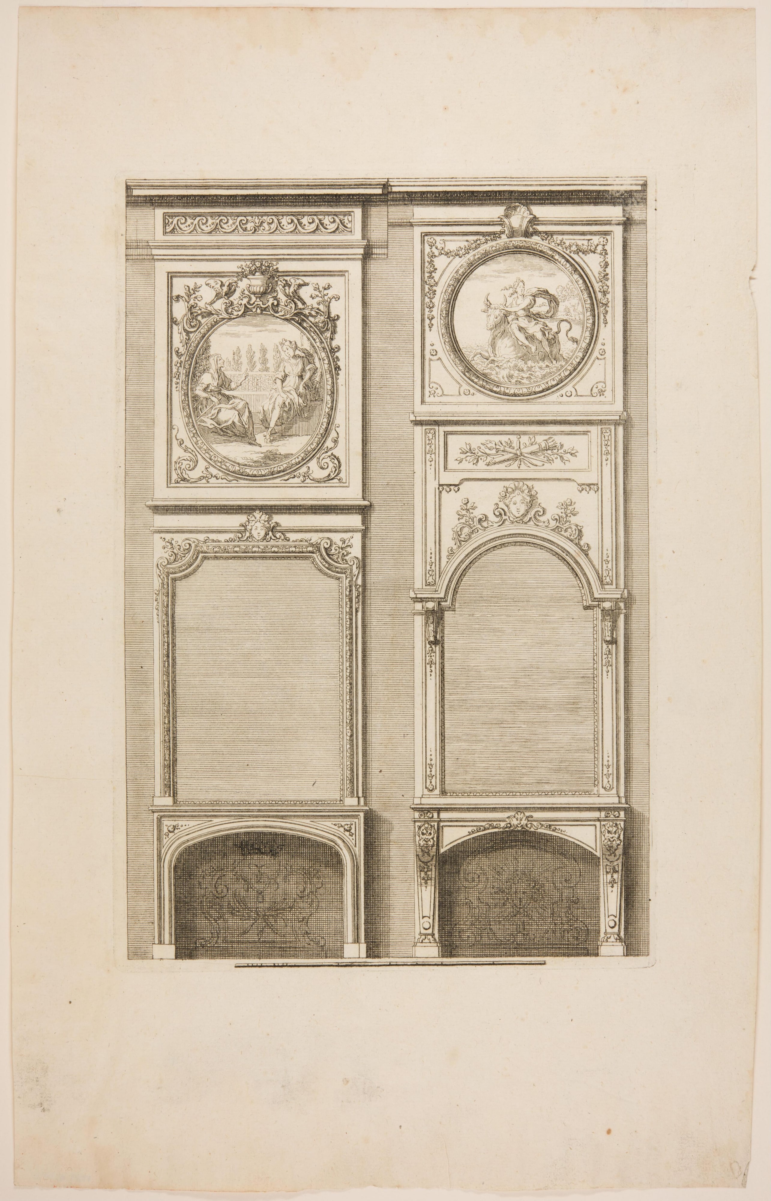 Two Fireplaces, the Left Surmounted by an Image of Vertumnus and Pomona