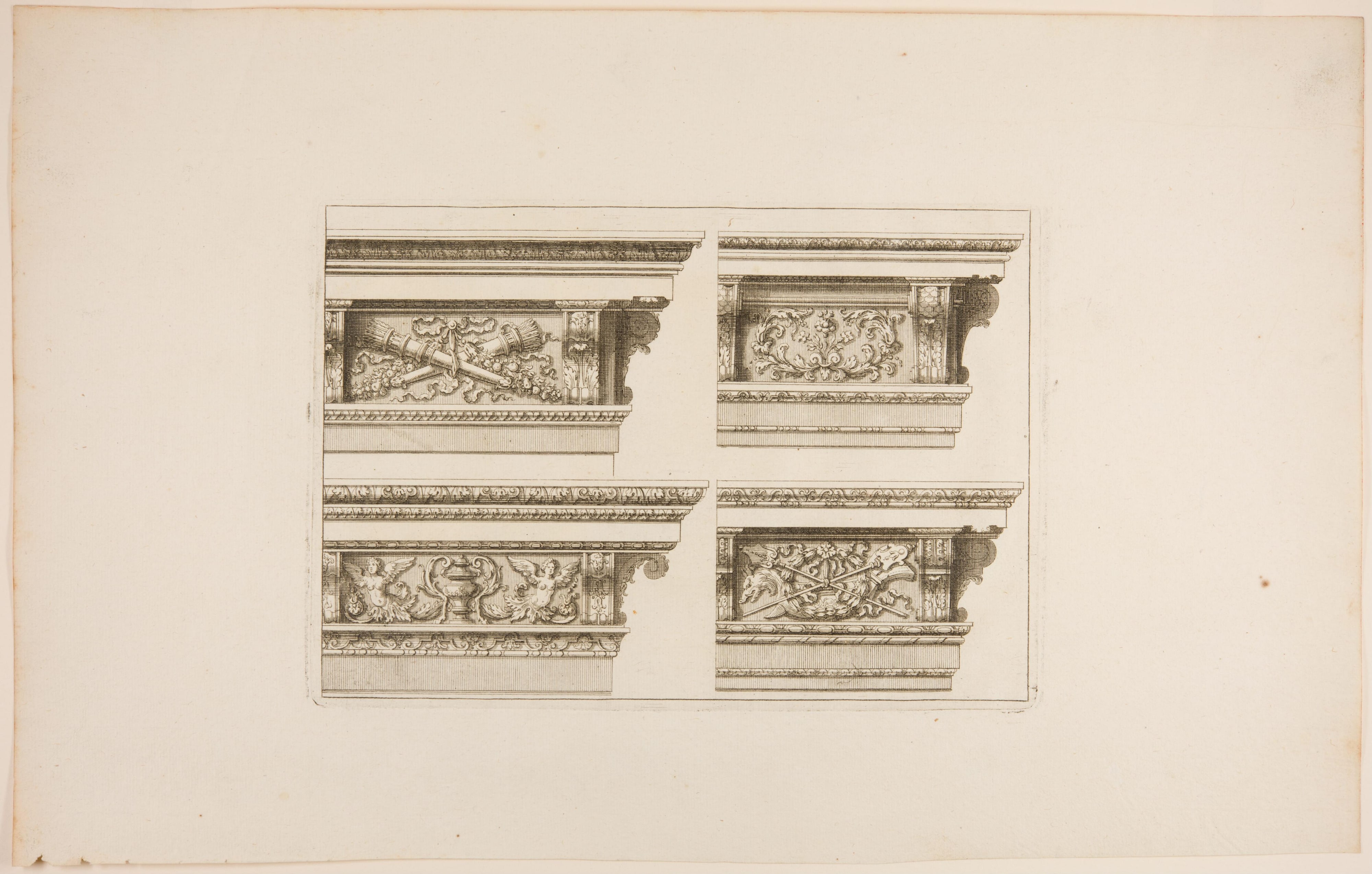 Four Designs for Cornices, One with Two Quivers of Arrows