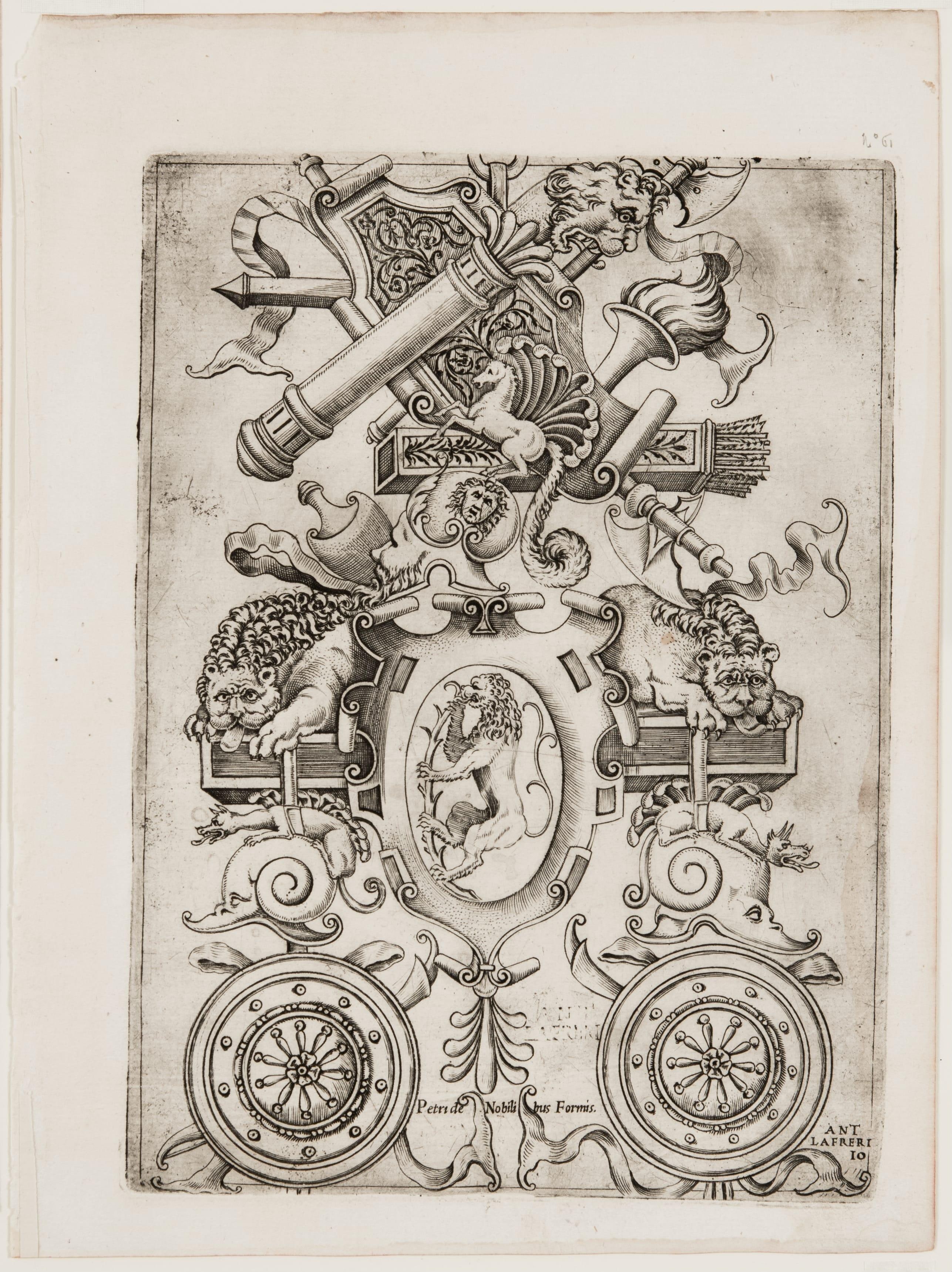 Ornamental Panel with Rampant Lion on an Oval Cartouche