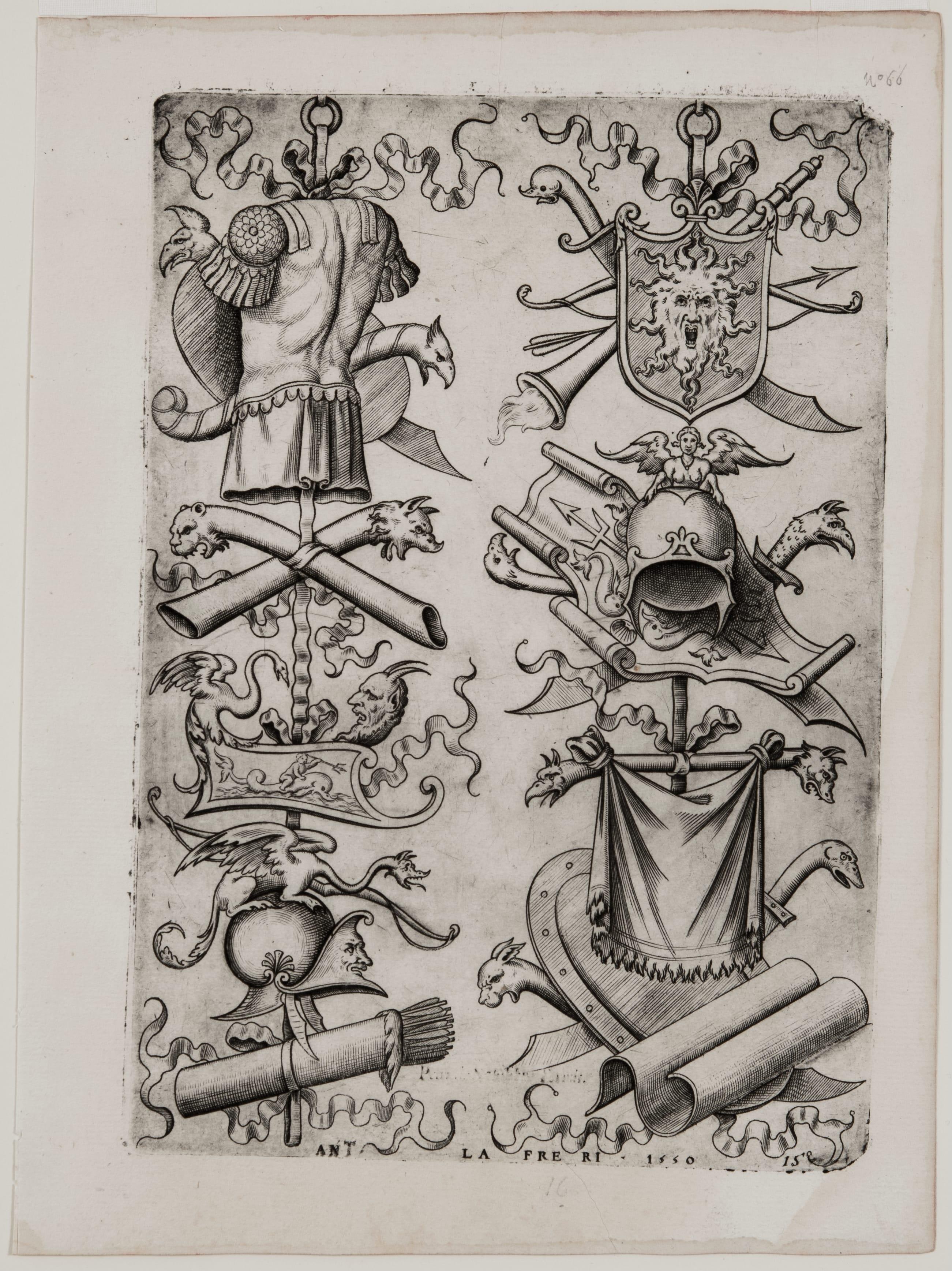 Two Trophies with a Cuirass at Upper Left