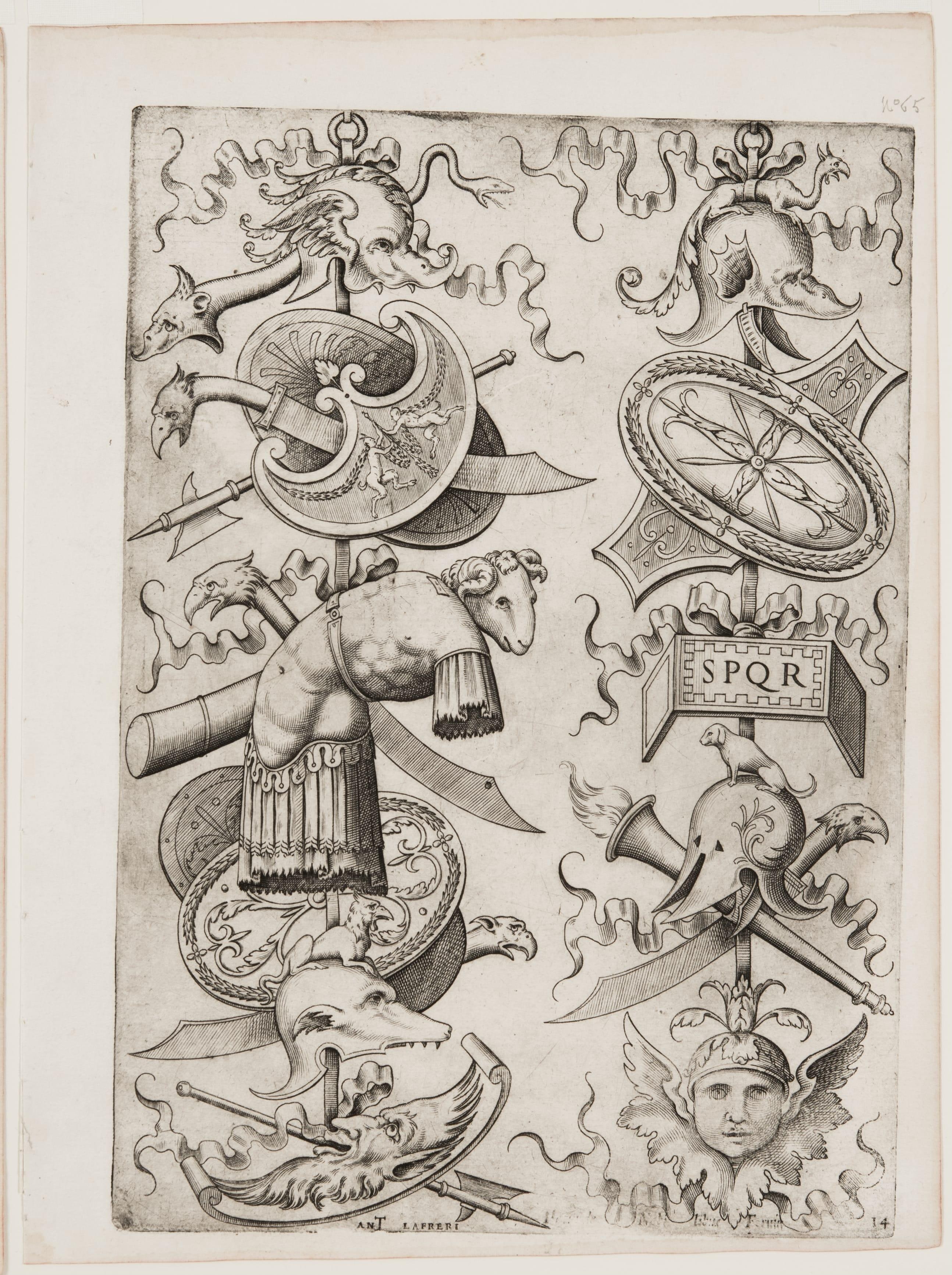 Two Trophies with a Cuirass and Ram's Head