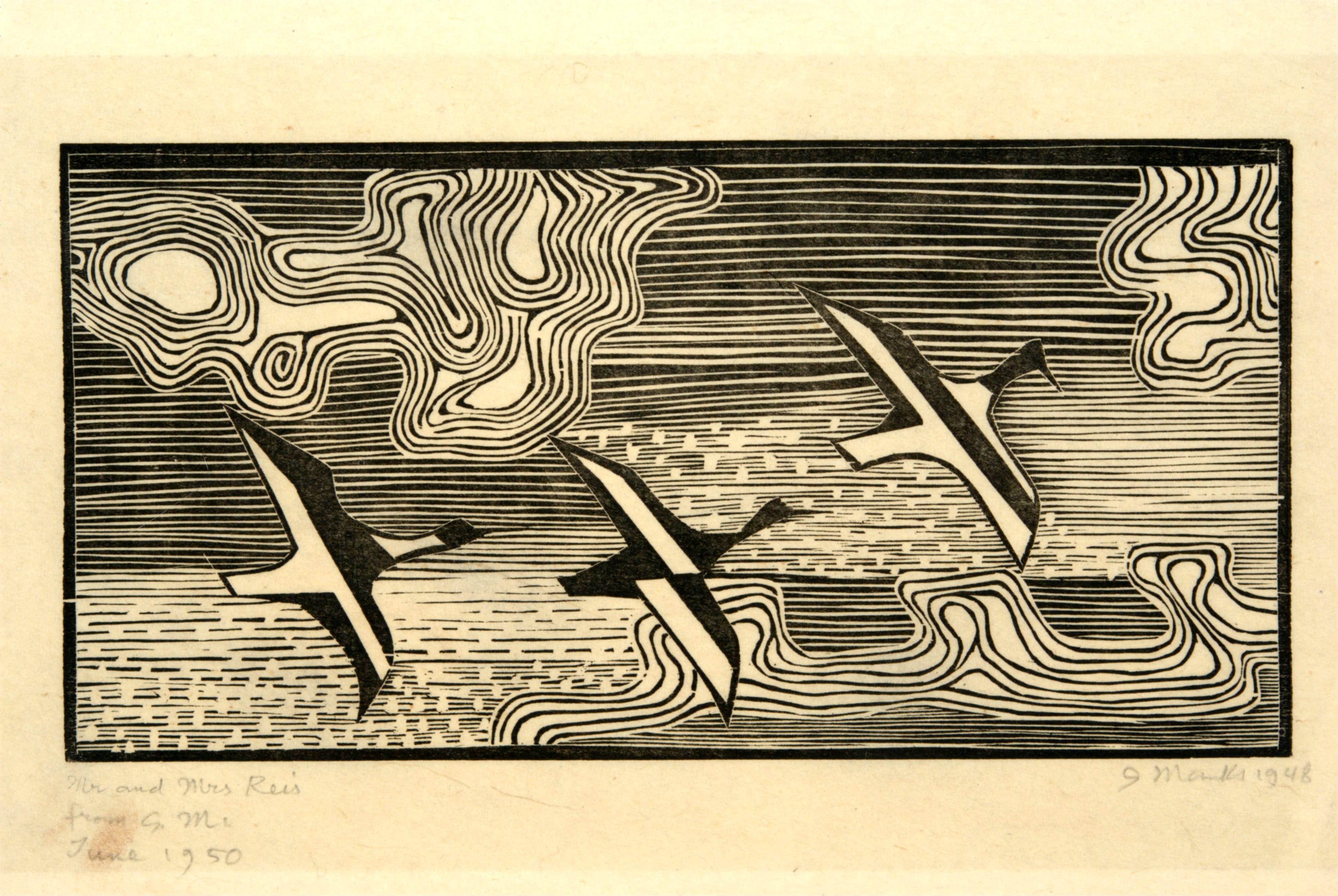 Untitled (Three Geese in Flight)