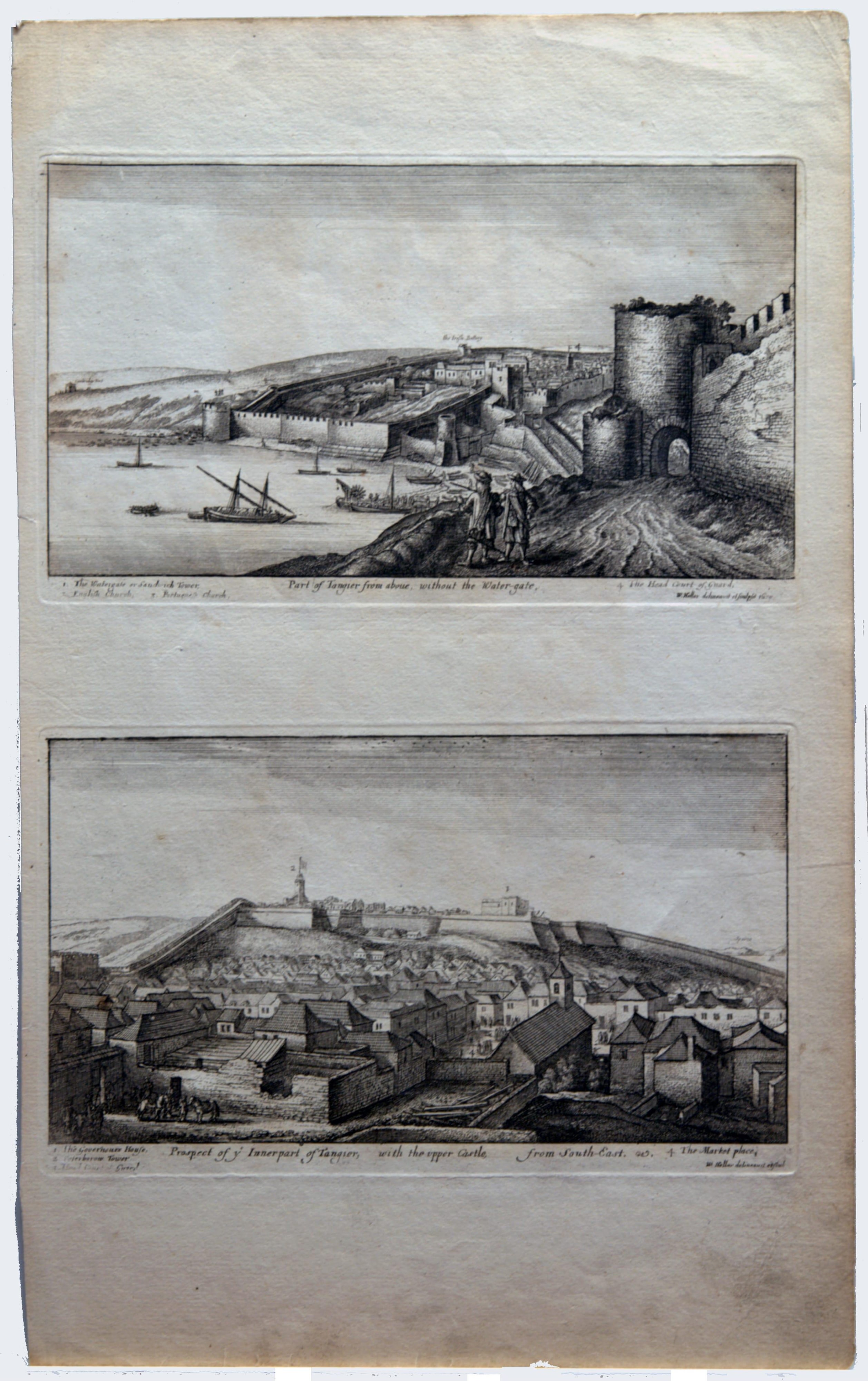 Port of Tangier from Above Without the Watergate (top) and Prospect of the Inner Part of Tangier with the Upper Castle from South-East (bottom)