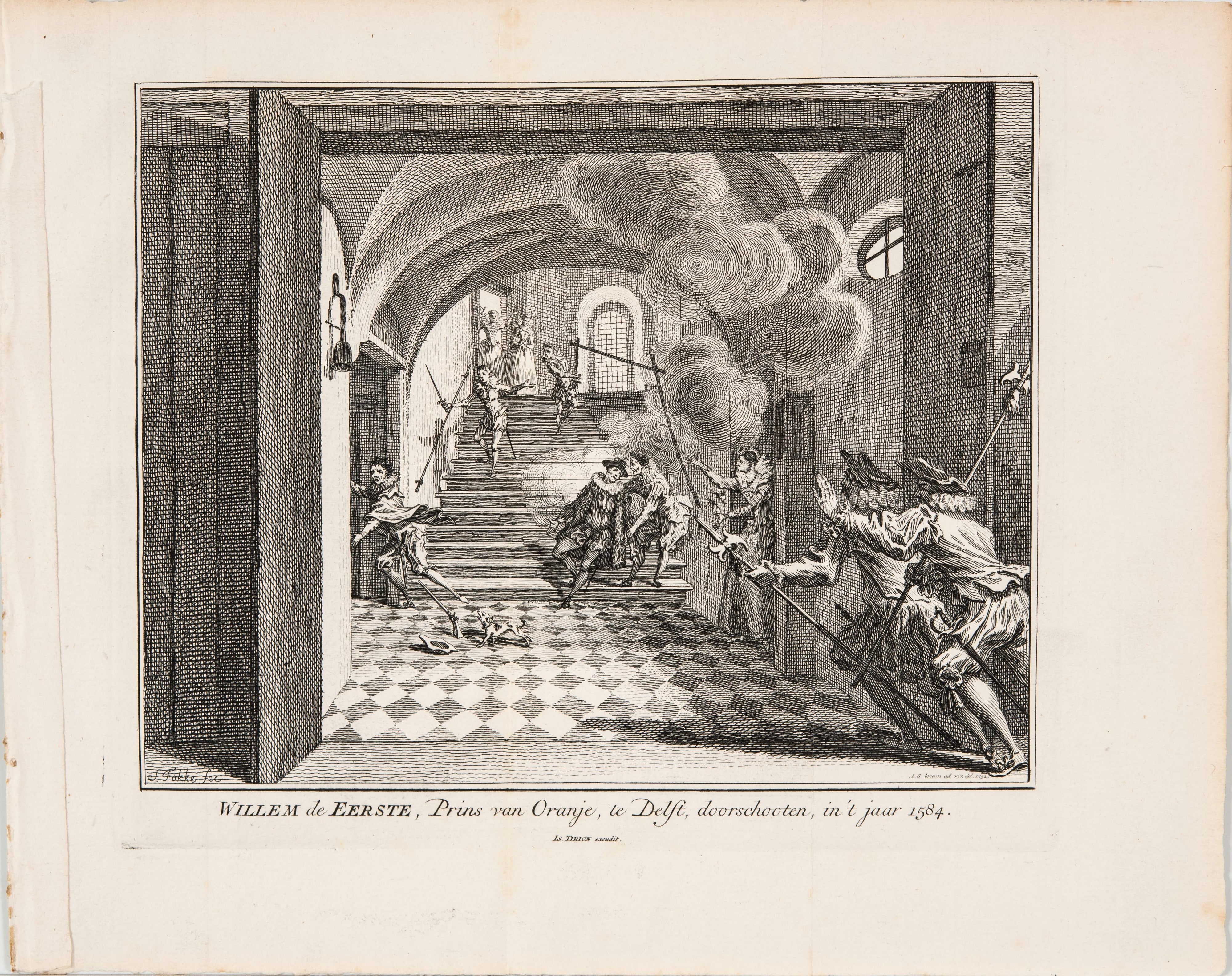 Murder of the Prince of Orange, 1584 William the First, Prince of Orange, in Delft, shot through, in the year 1584