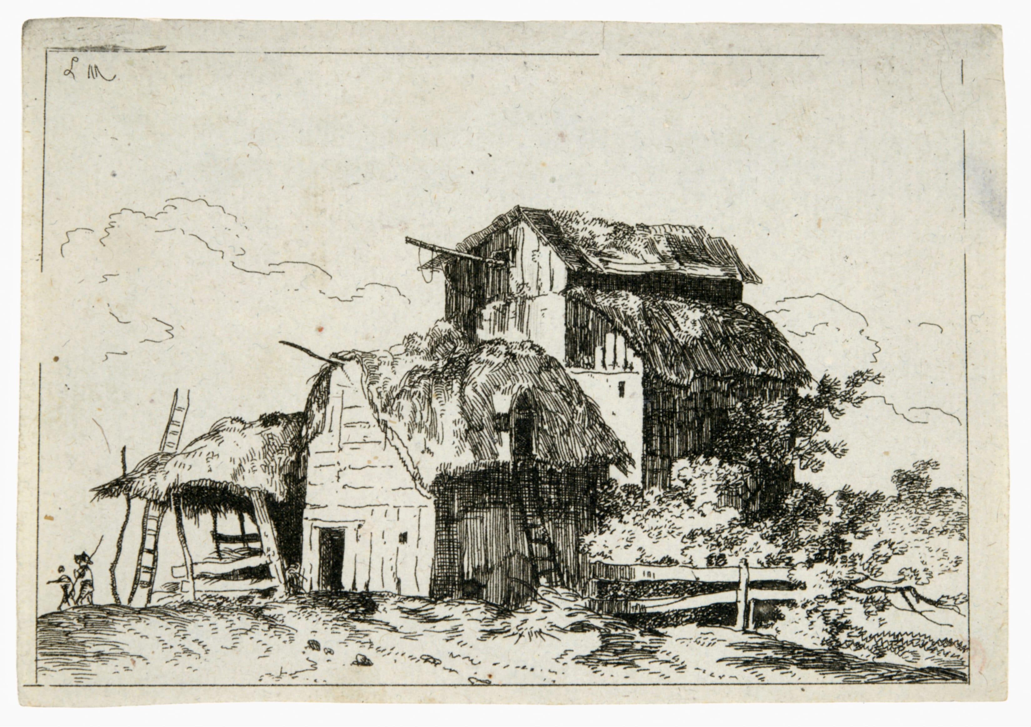 Les Deux Masures Precedes d'un Hangar