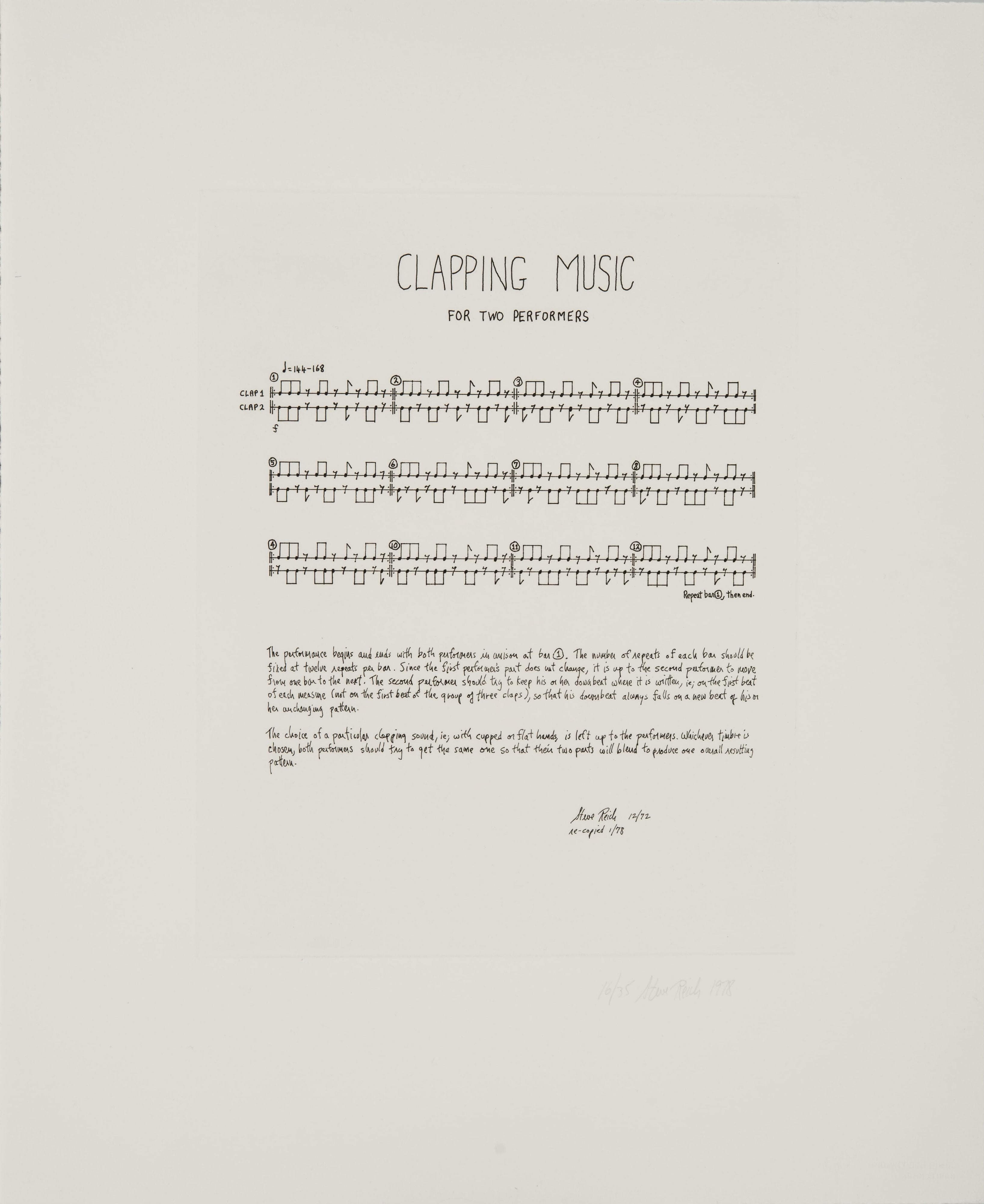 Clapping Music, for Two Performers