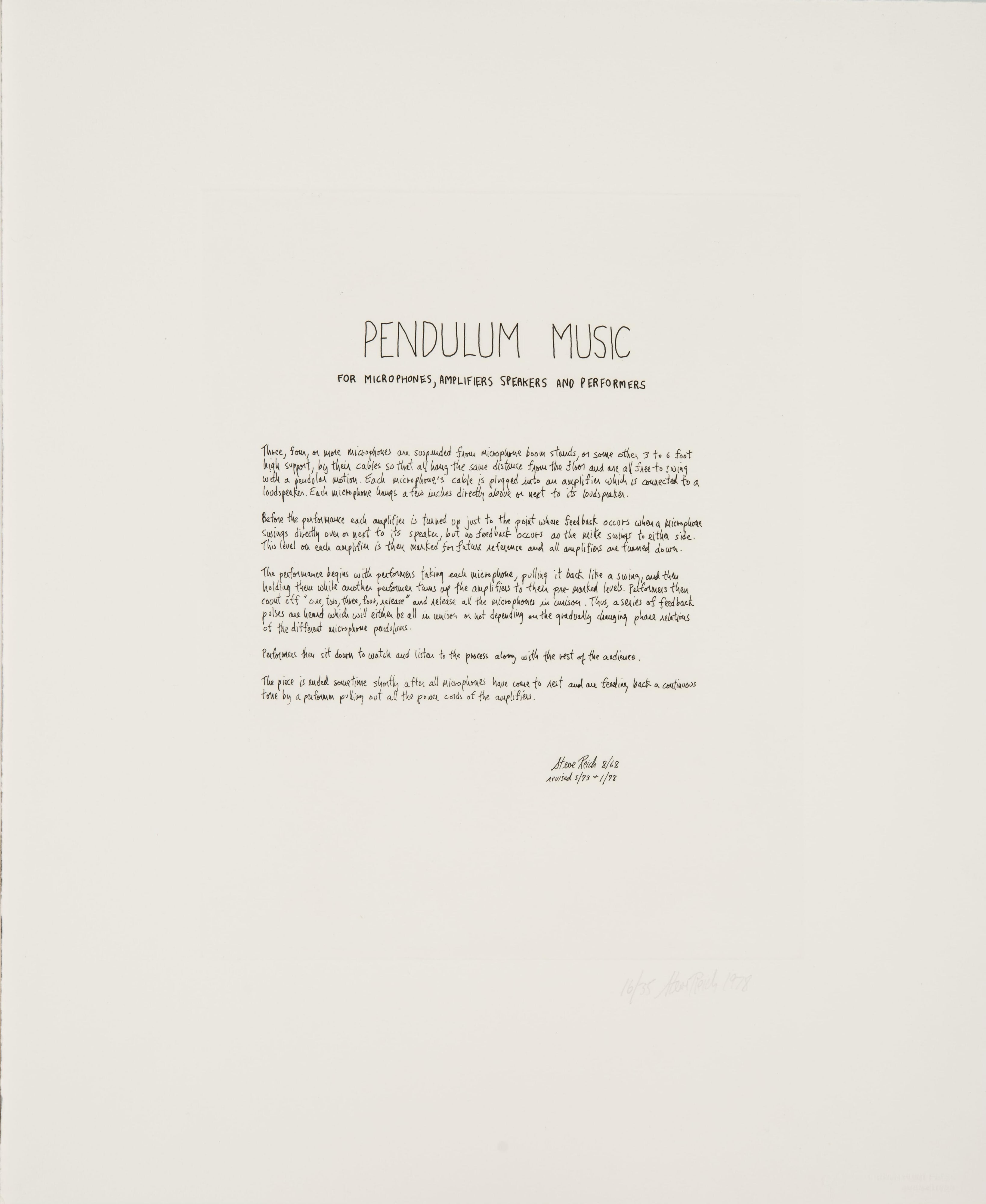 Pendulum Music, for Microphones, Amplifiers Speakers and Performers