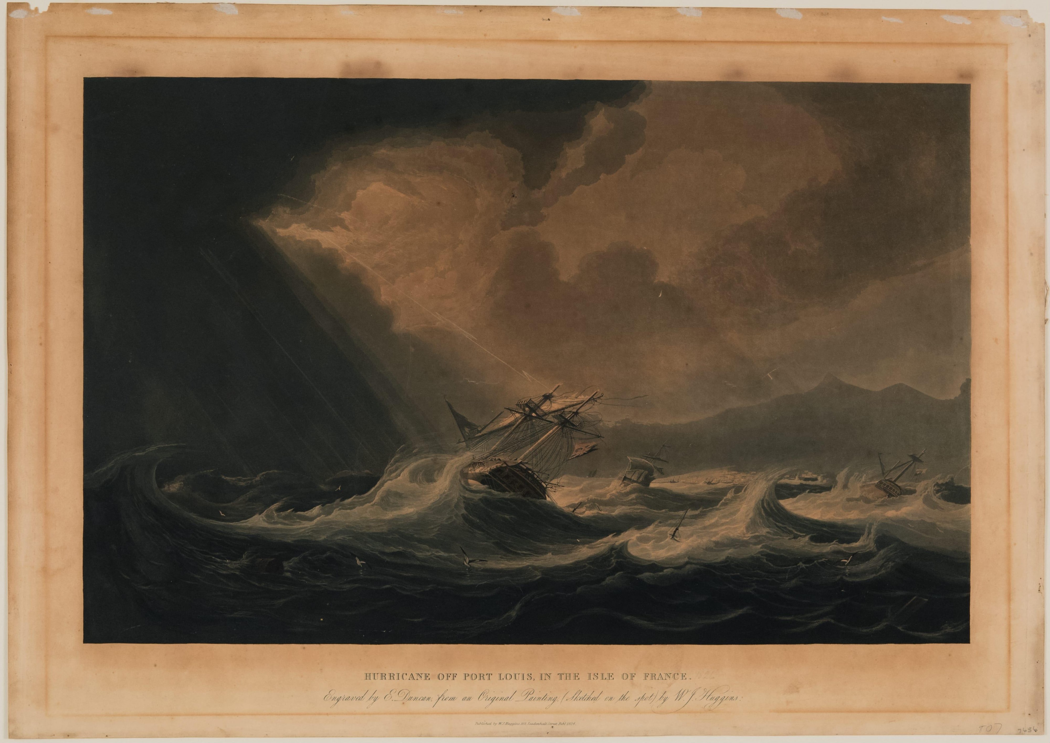 Hurricane off Port Louis, in the Isle of France