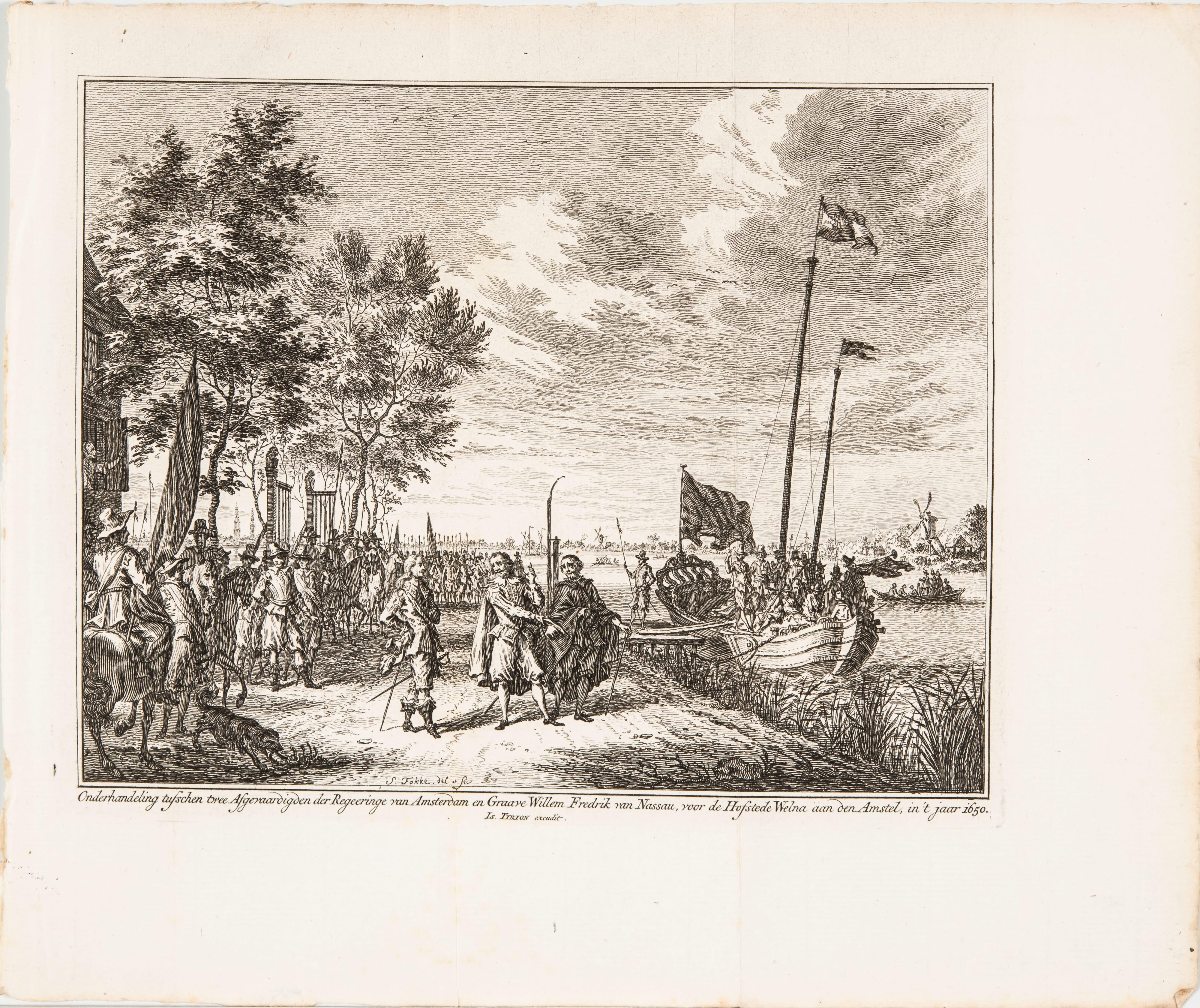 Onderhandeling tussen afgevaardigden van Amsterdam en graaf Willem Frederik bij Hofstede Welna aan de Amstel, 1650