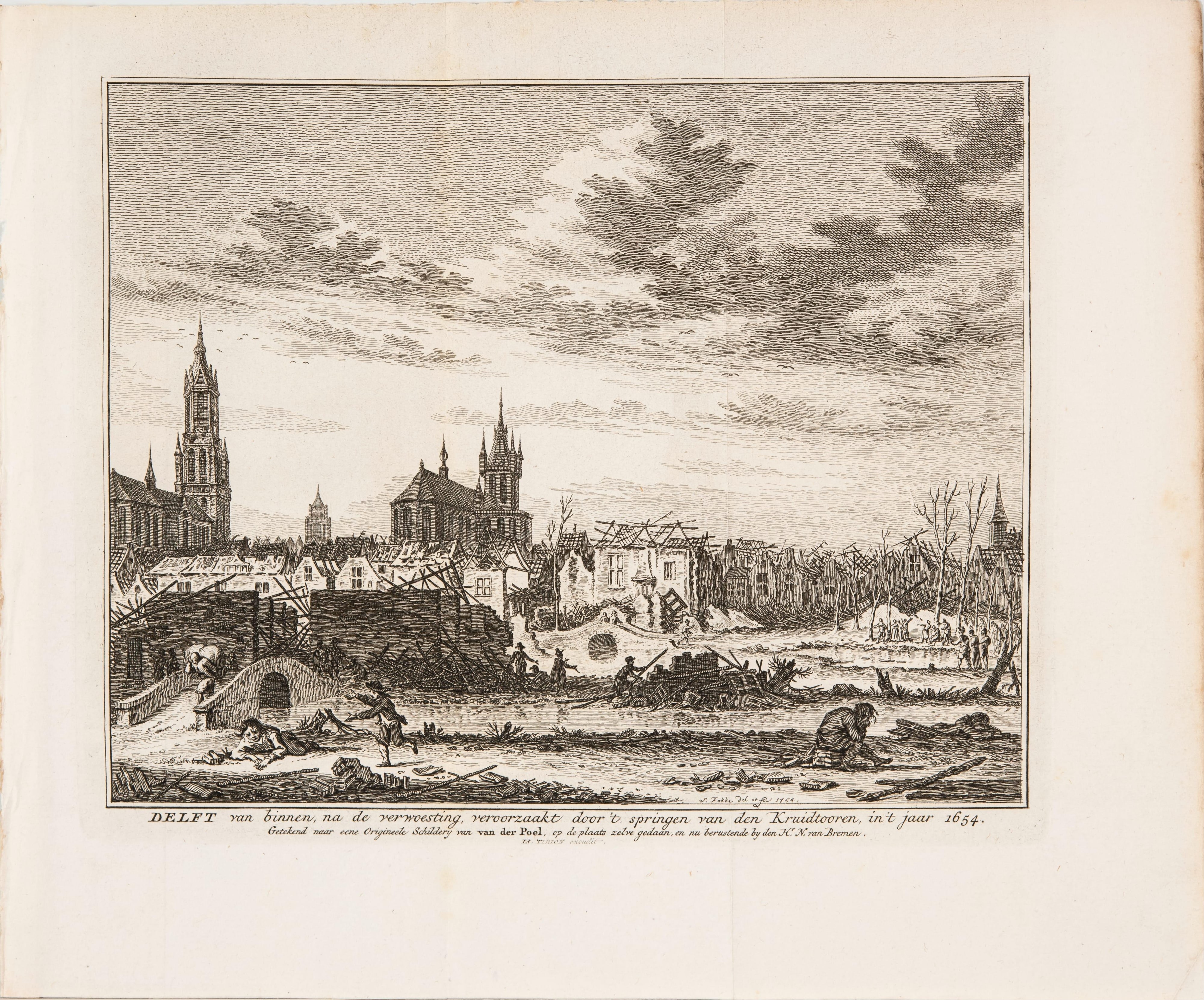 Delft van binnen na de verwoesting, veroorzaakt door 't springen van den Kruidtooren, in 't jaar 1654