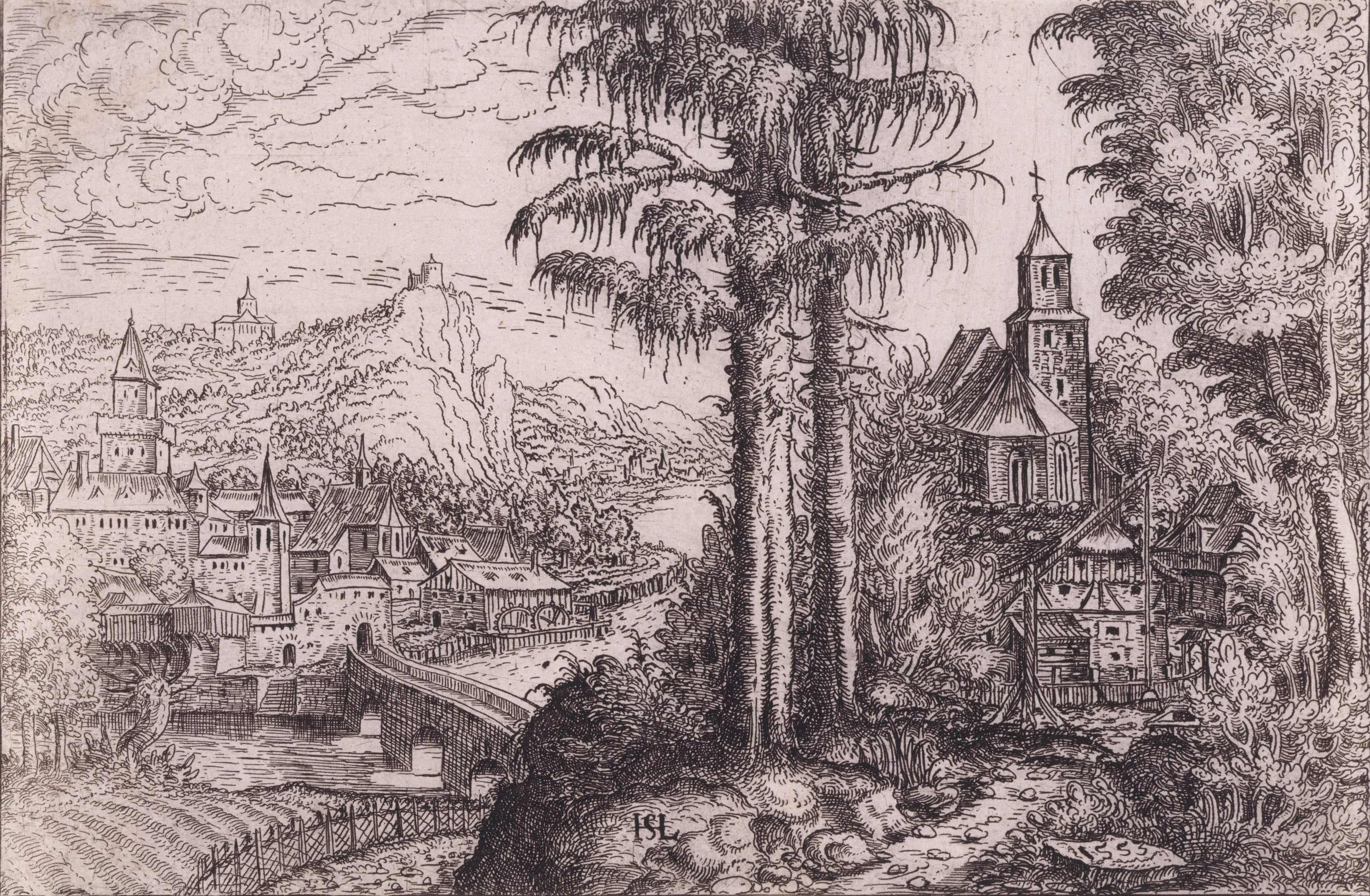 Landscape with a Church and View of a Town