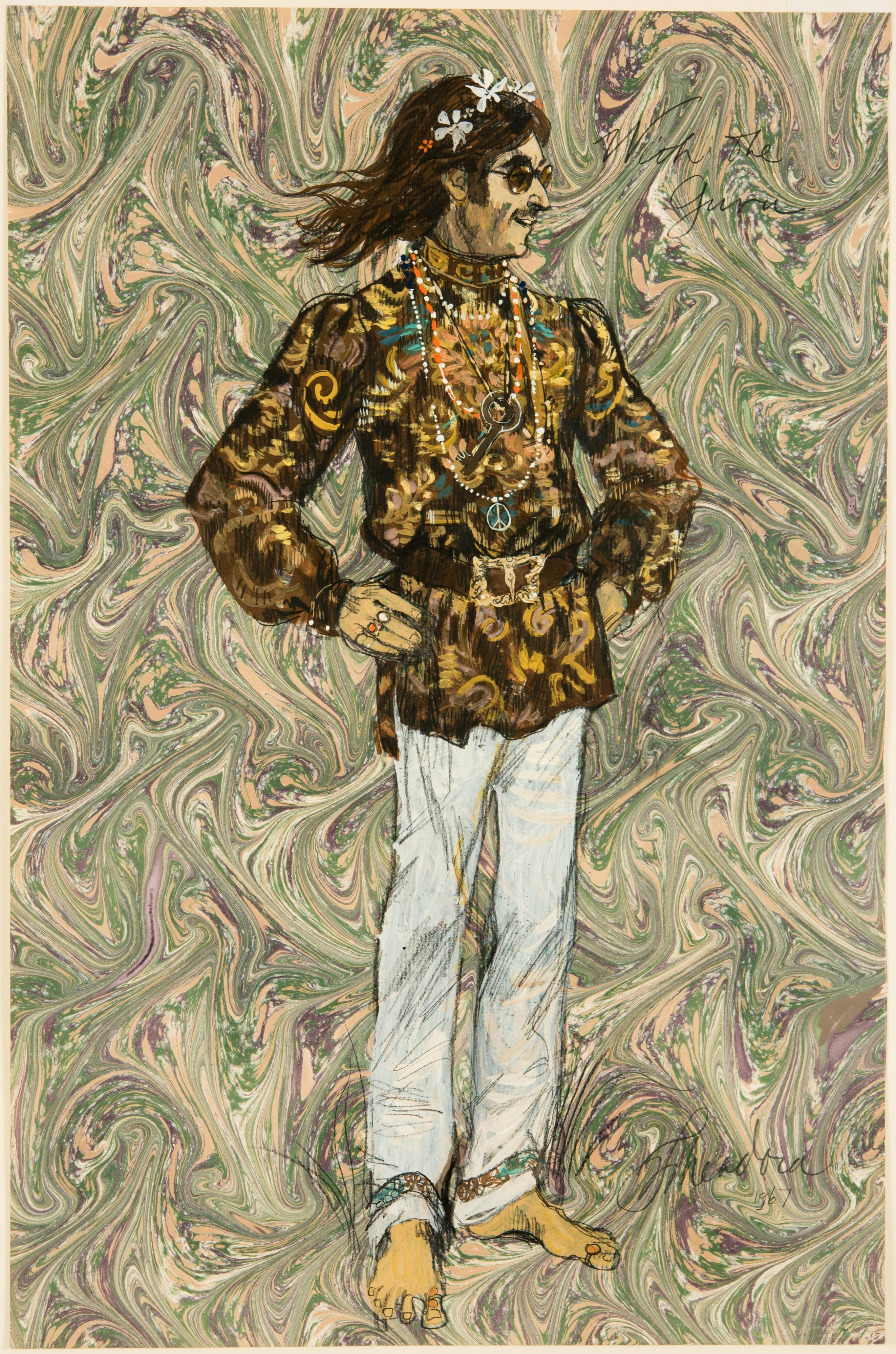 "With the Guru," Costume drawing for Peter Seller's role