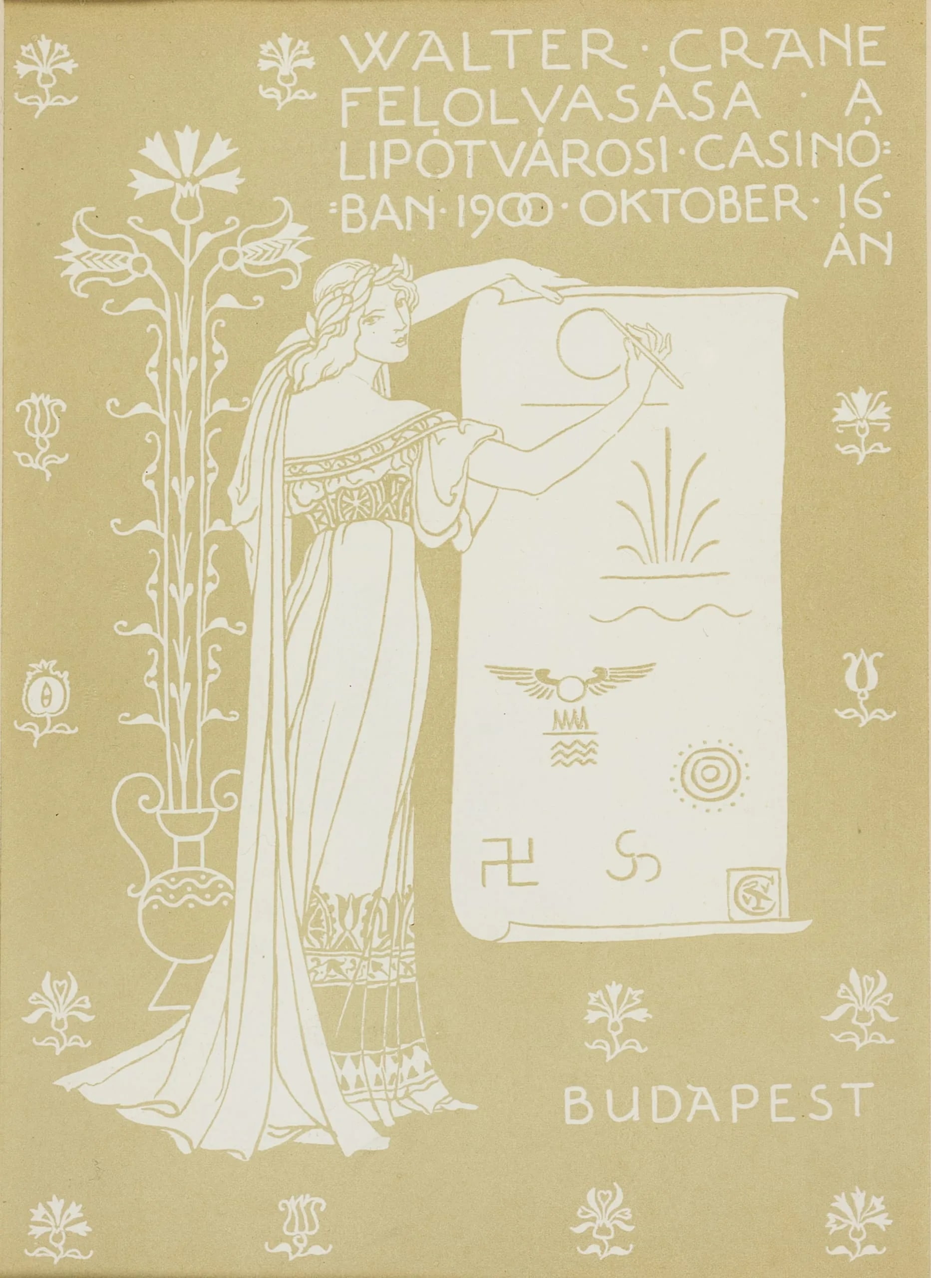 Advertisement for a Lecture by Walter Crane in Budapest