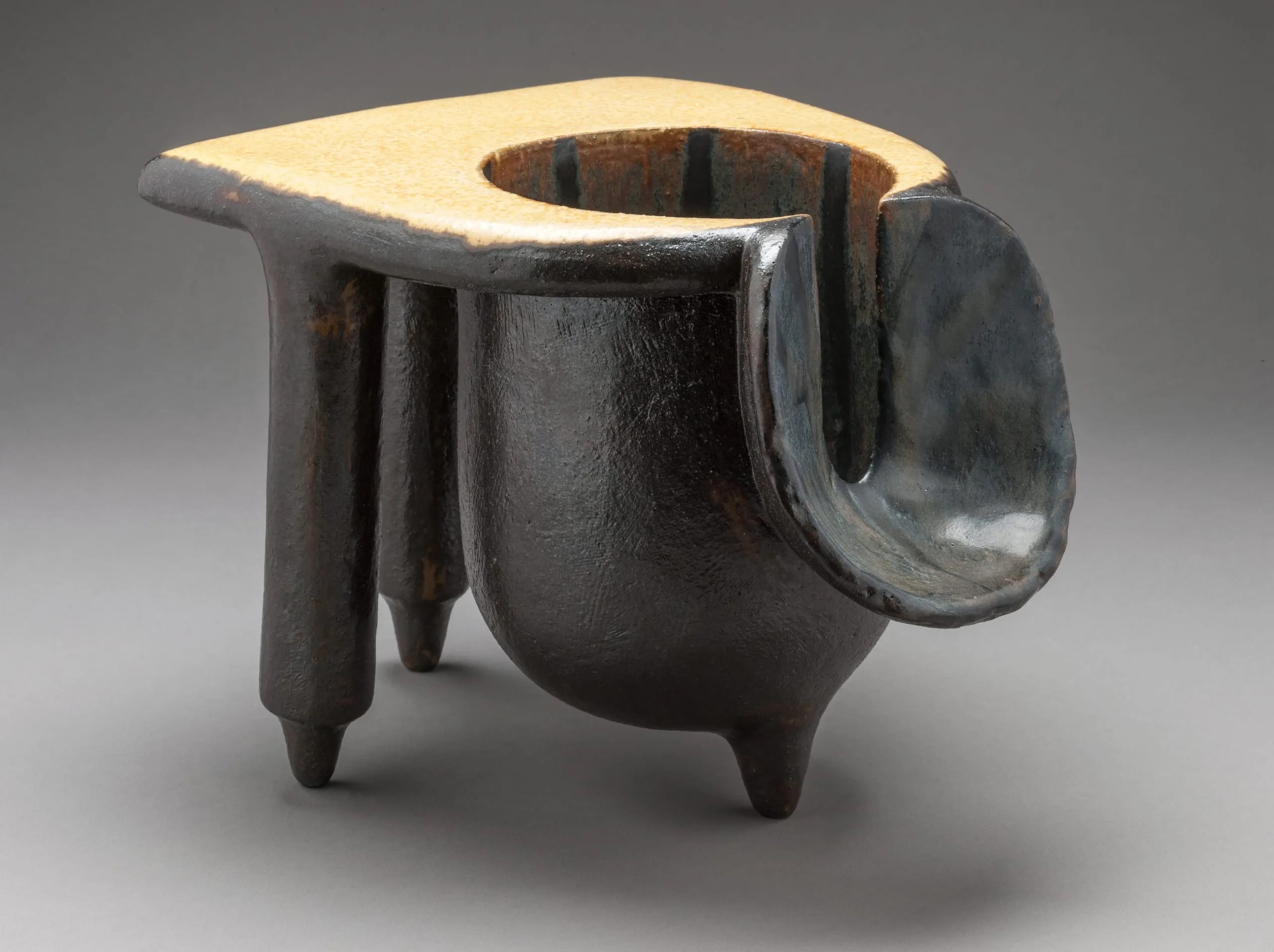 Sculptural Flower Vessel in Yellow