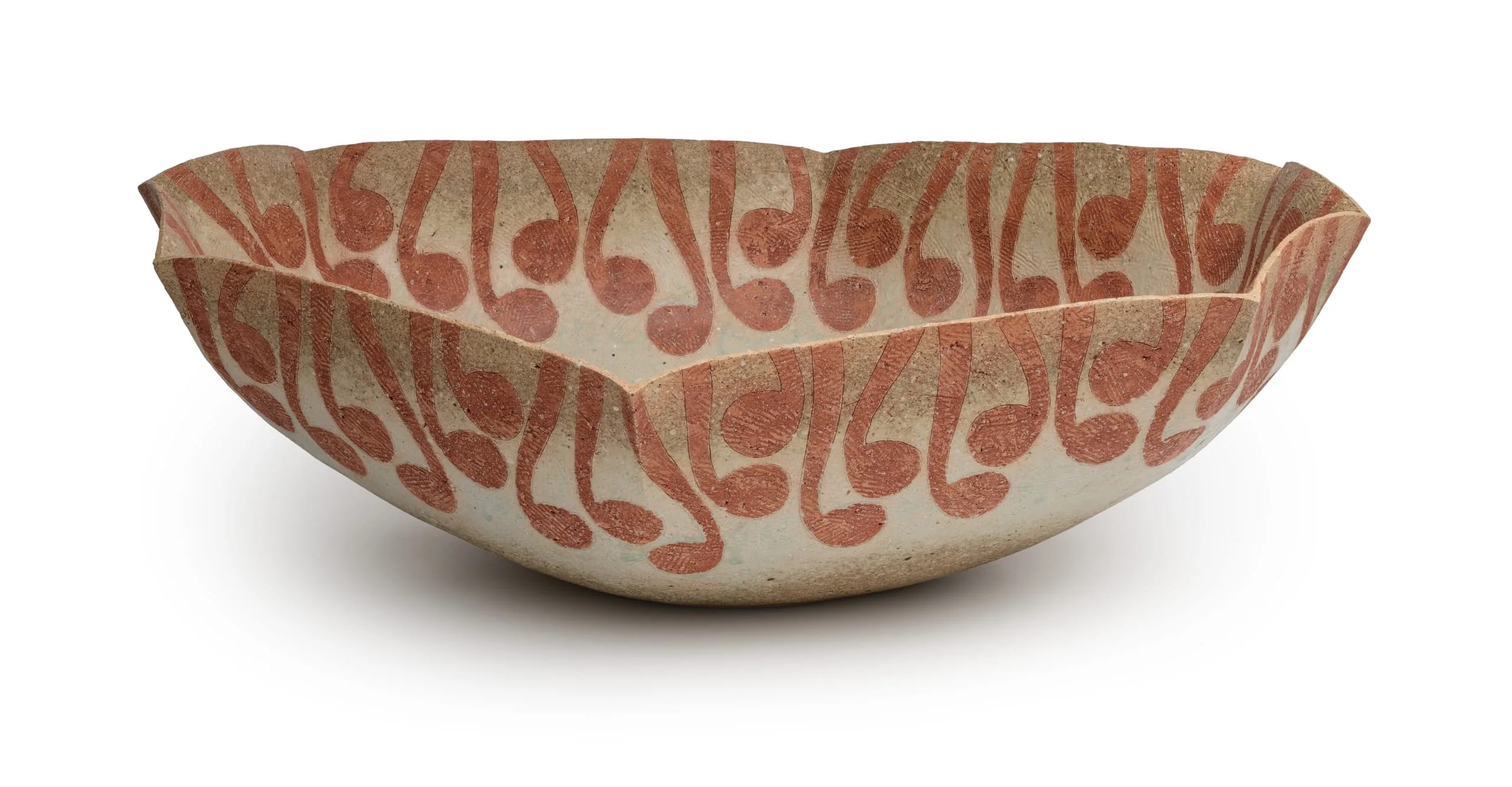 Faceted Bowl with Fern Motifs