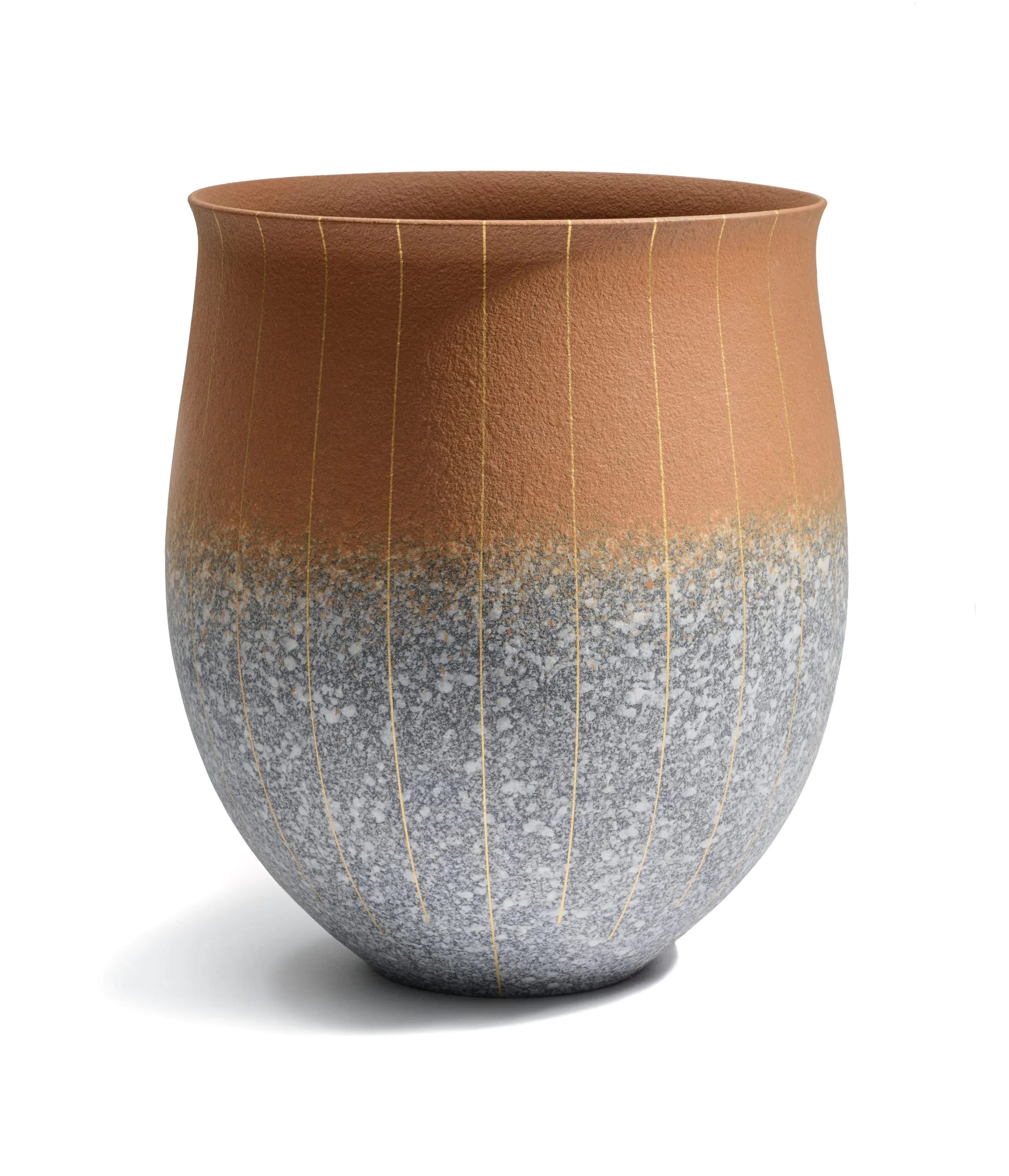Flower Vessel with Gold Line Design