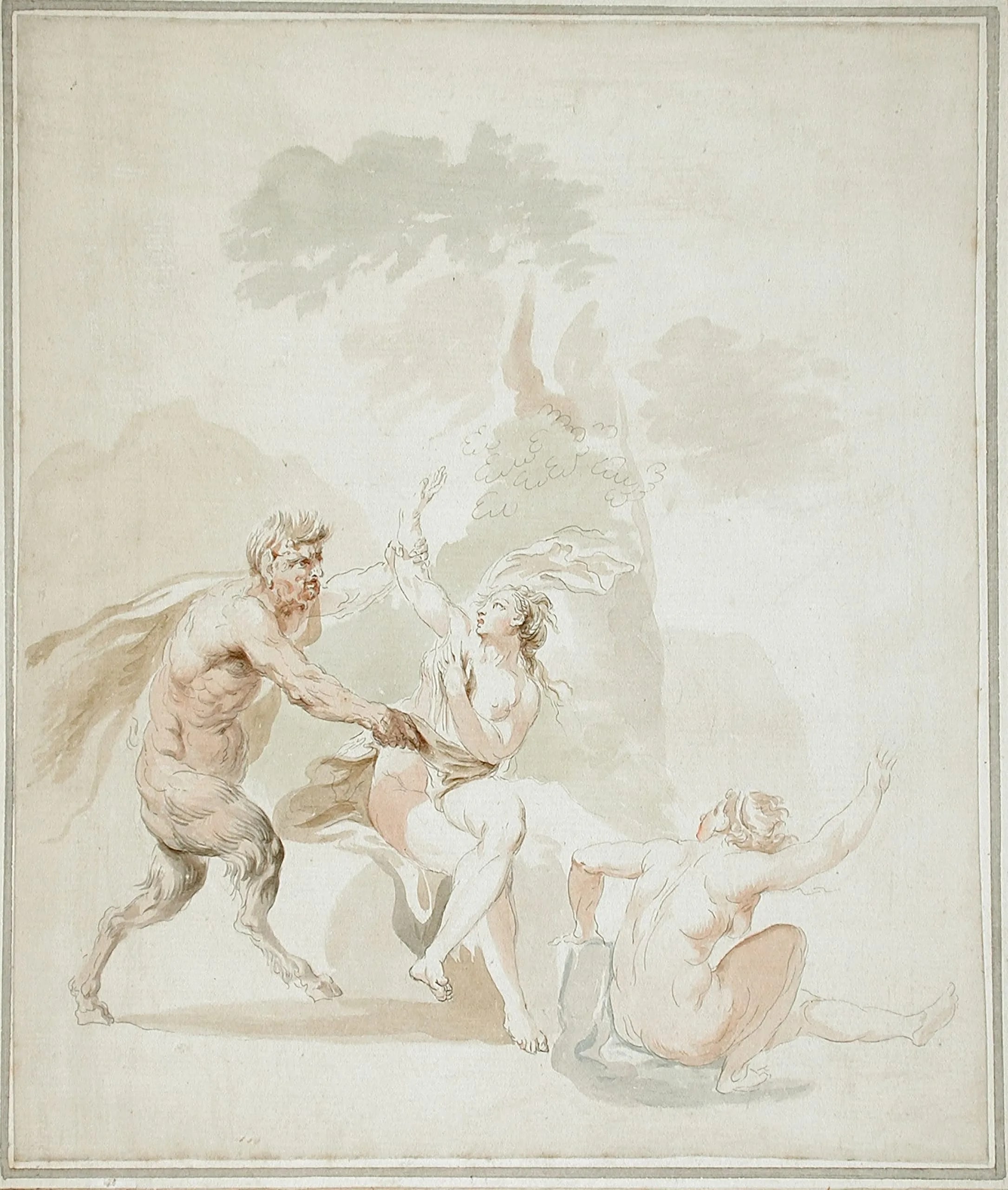 Satyr Attacking Two Nude Bathers
