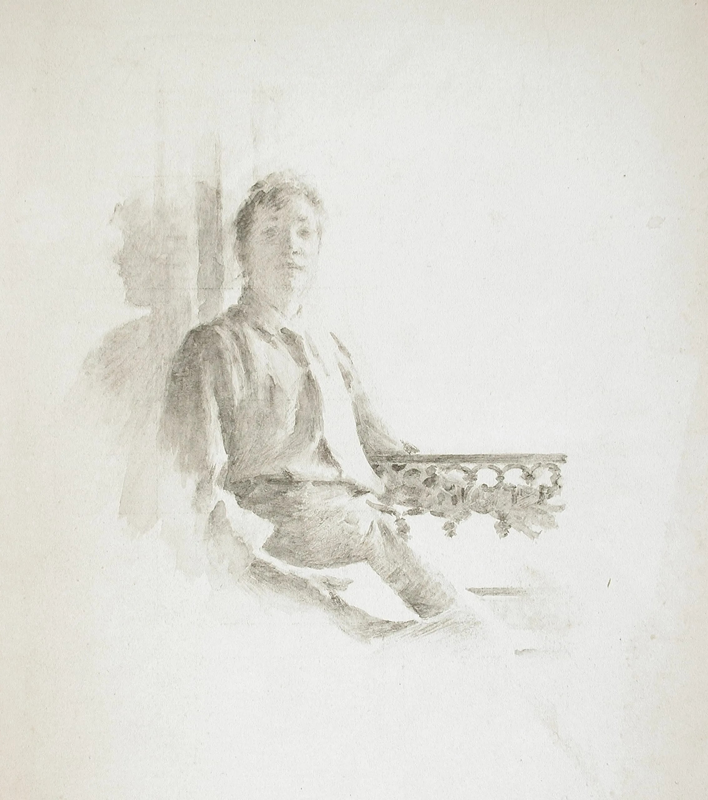 Portrait of a Woman Seated on a Balcony