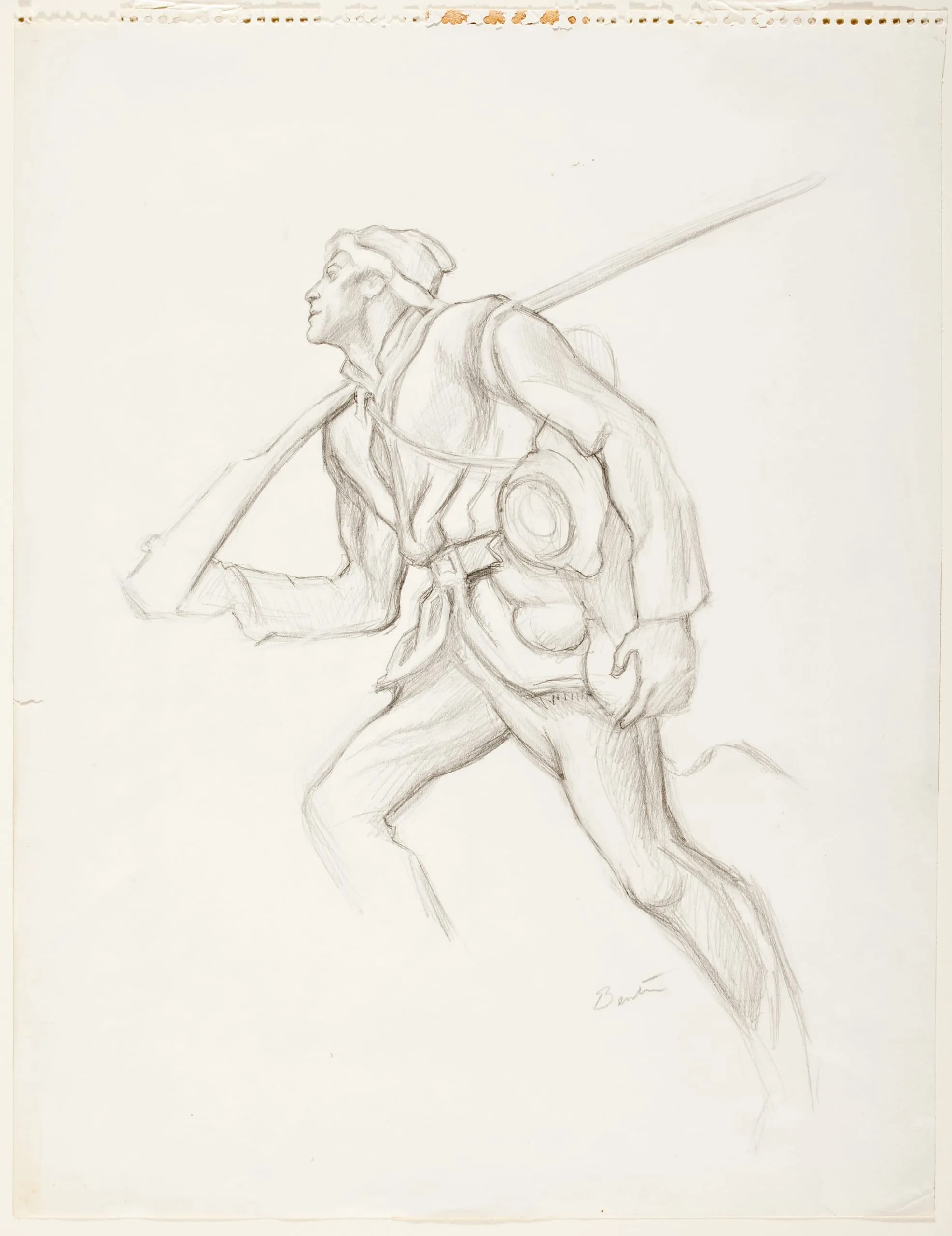 Preparatory sketch for 'The Kentuckian' (Burt Lancaster as 'Big Eli Wakefield')