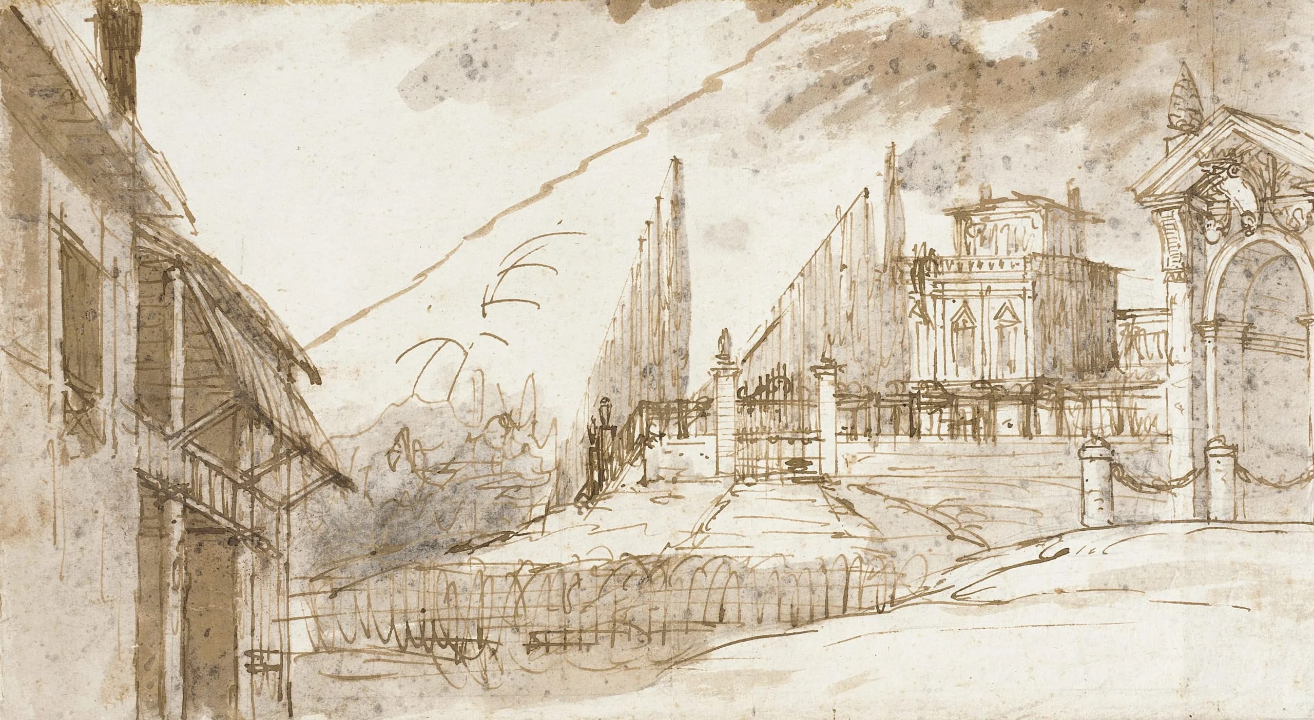 View with Villa and Building at Left