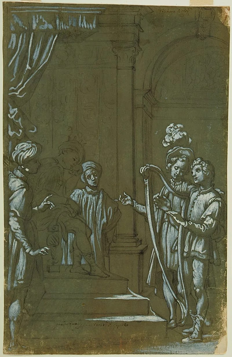 David Playing the Harp before King Saul (recto); Study of a Standing Man (verso)