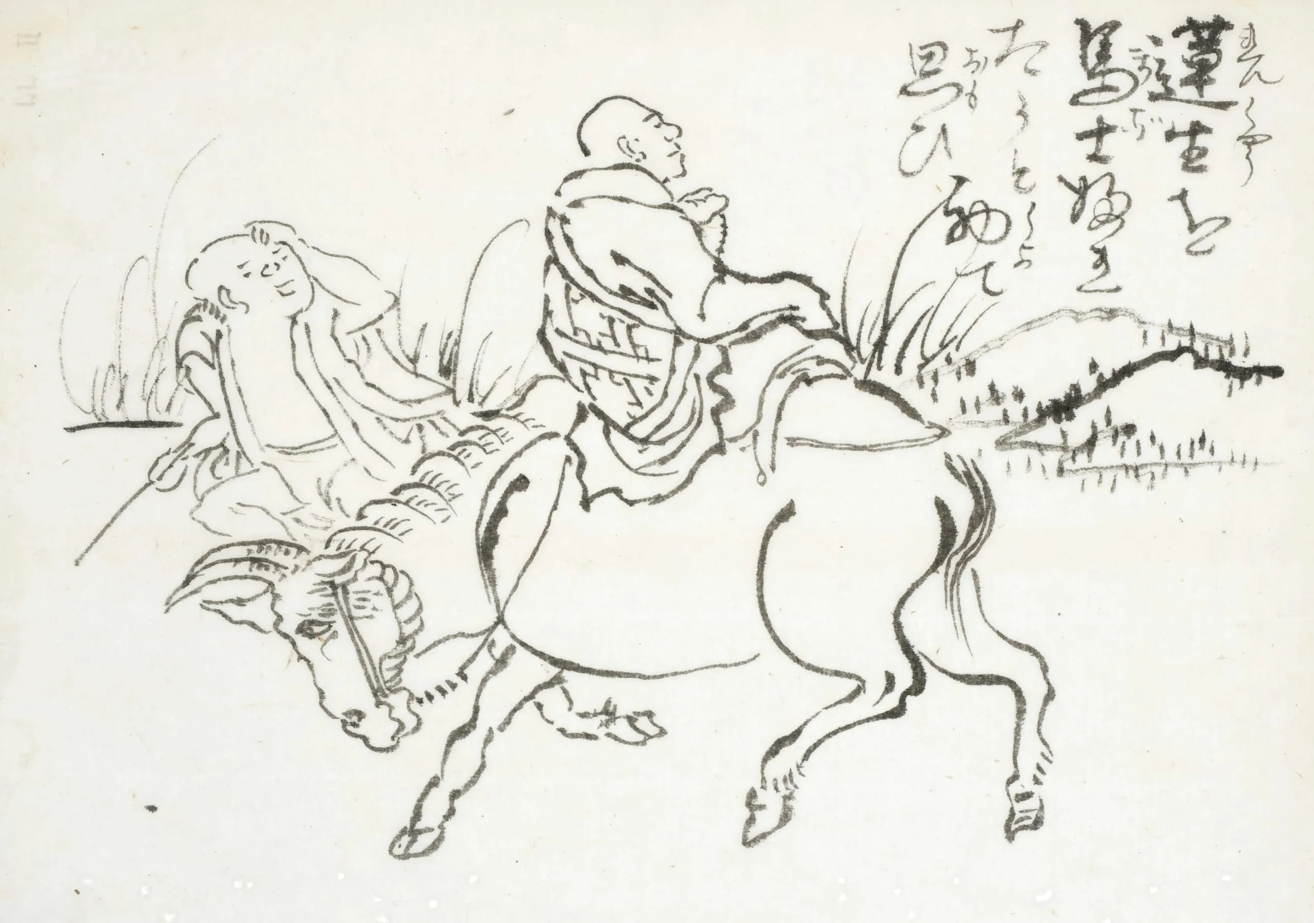 Sketch of Seiōgyū Riding Backward on an Ox