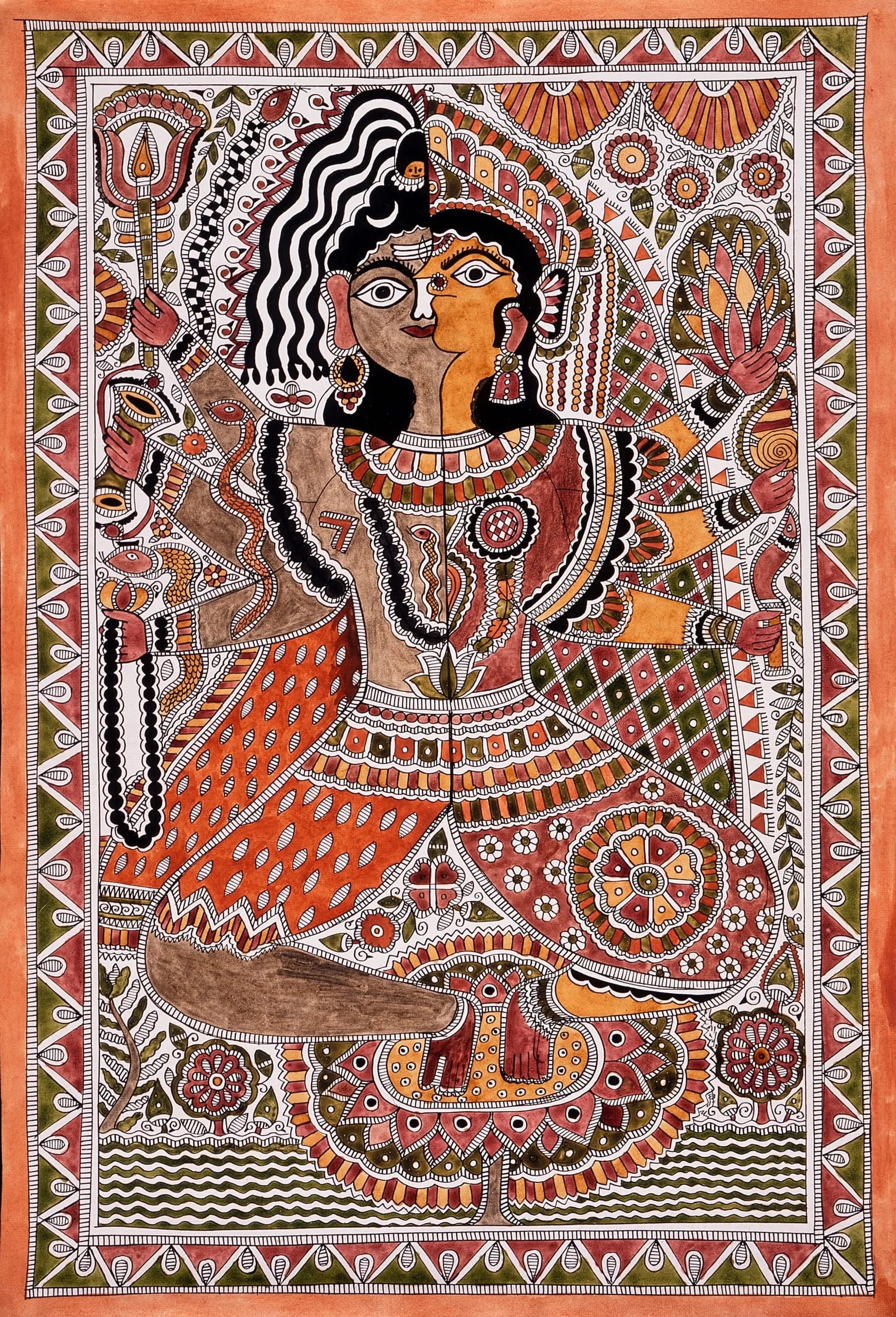 The Androgynous Form of Shiva and Parvati (Ardhanarishvara)
