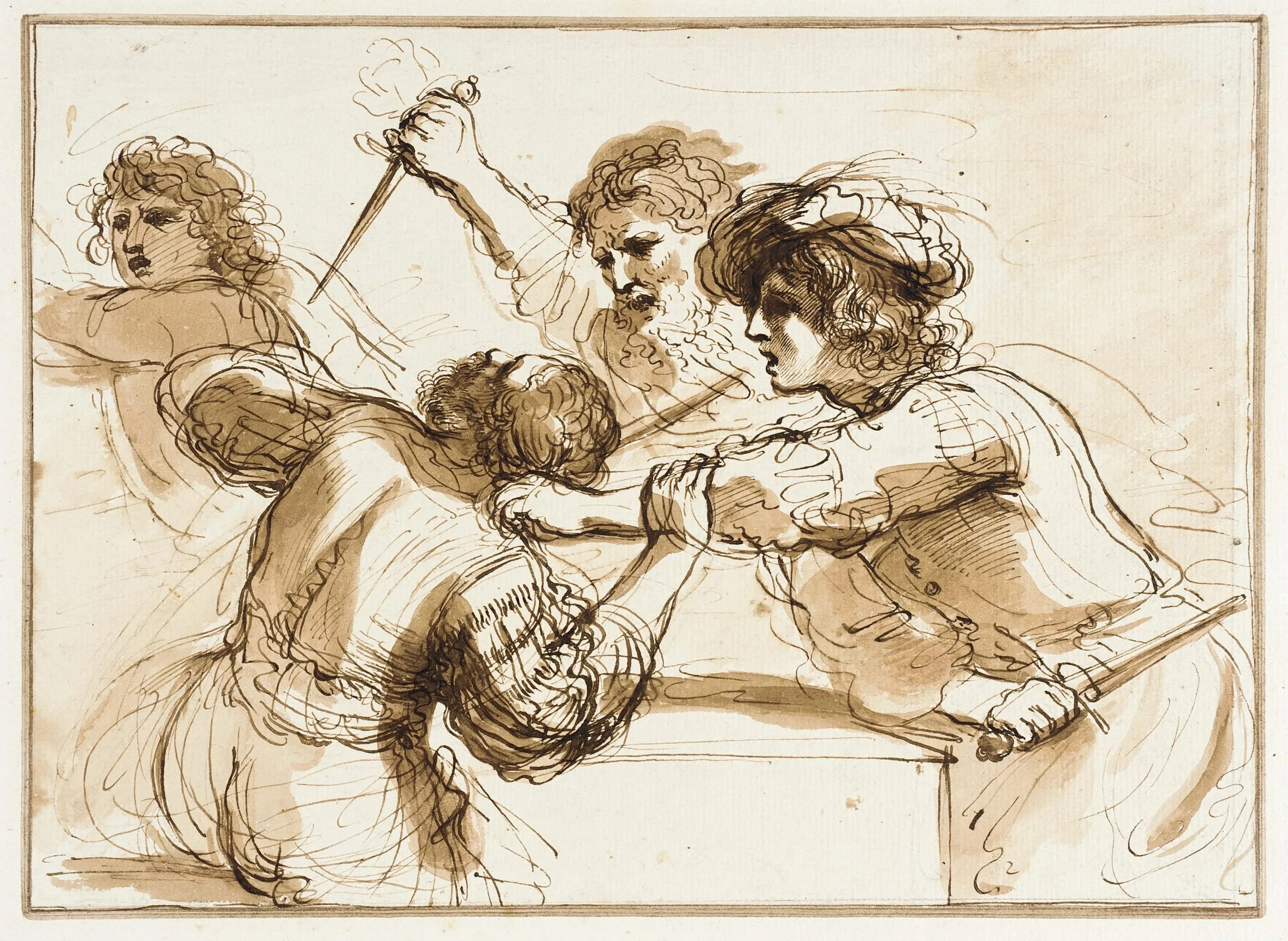 Two Men Killing Amnon while Another Flees