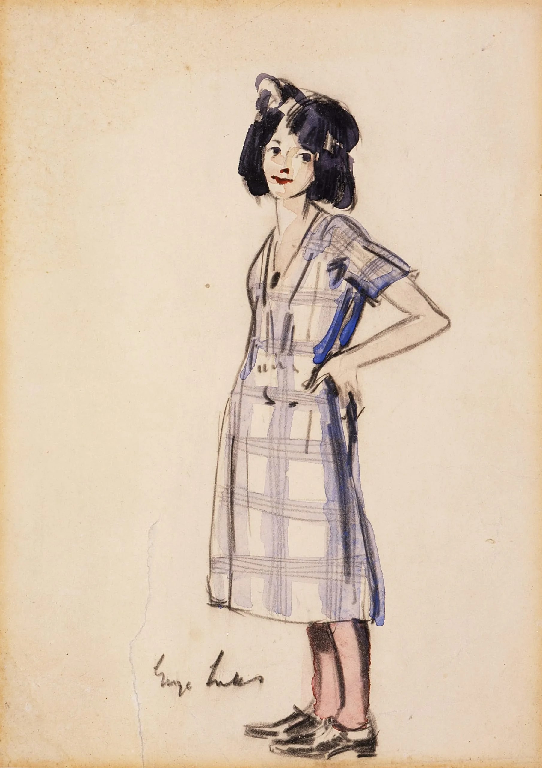 Girl in Checkered Dress