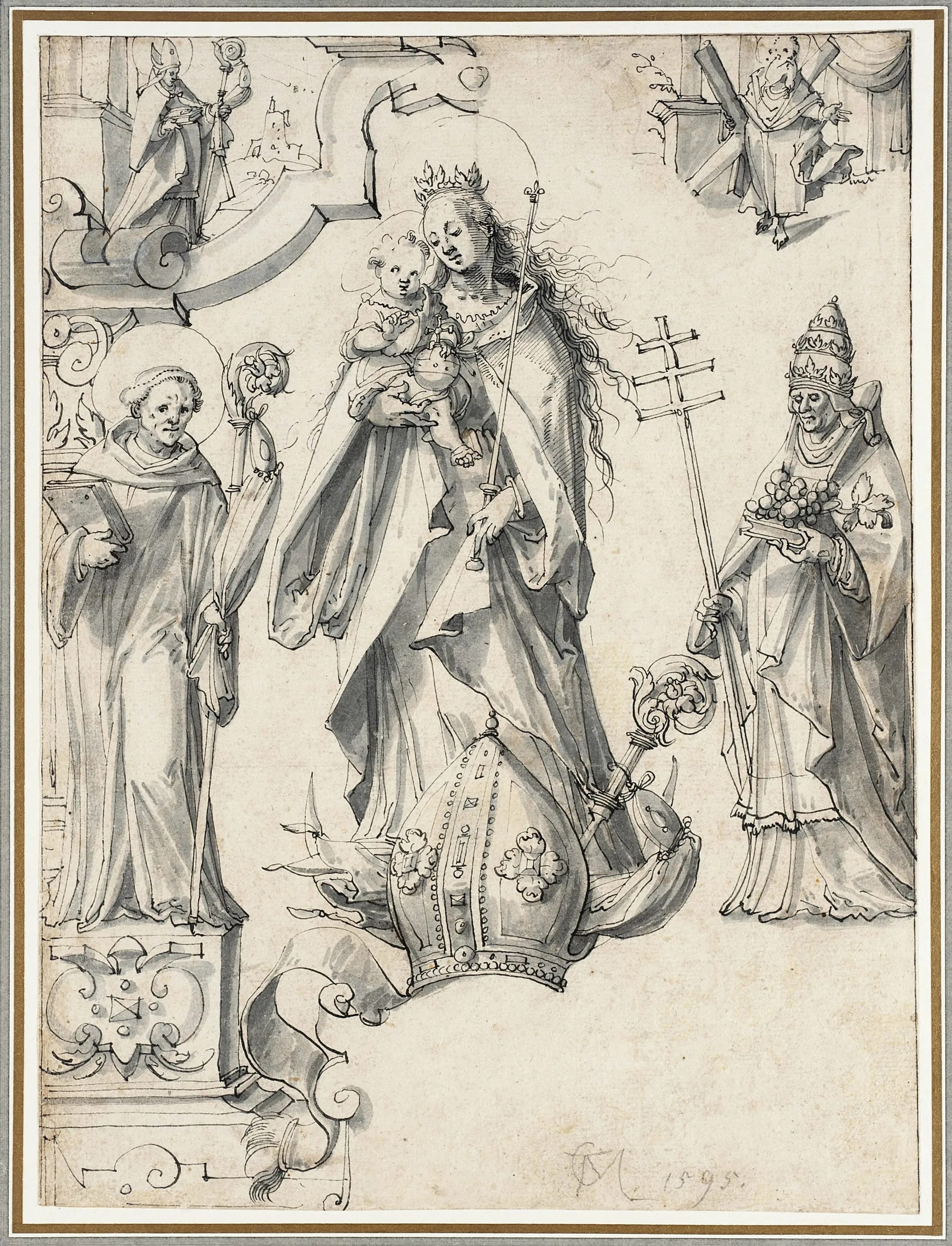 Madonna and Child with Pope and Bishop Saint