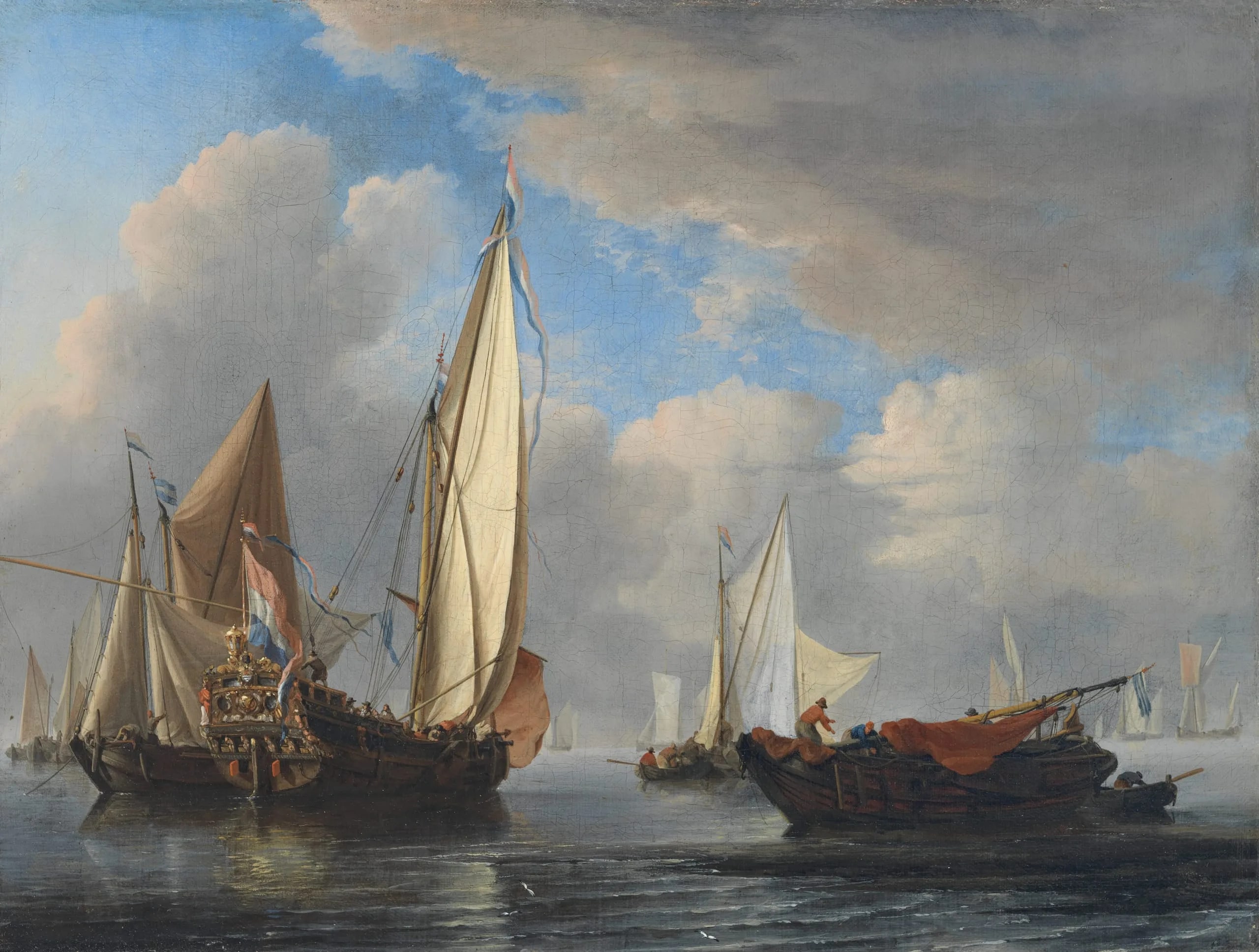 A Yacht and Other Vessels in a Calm