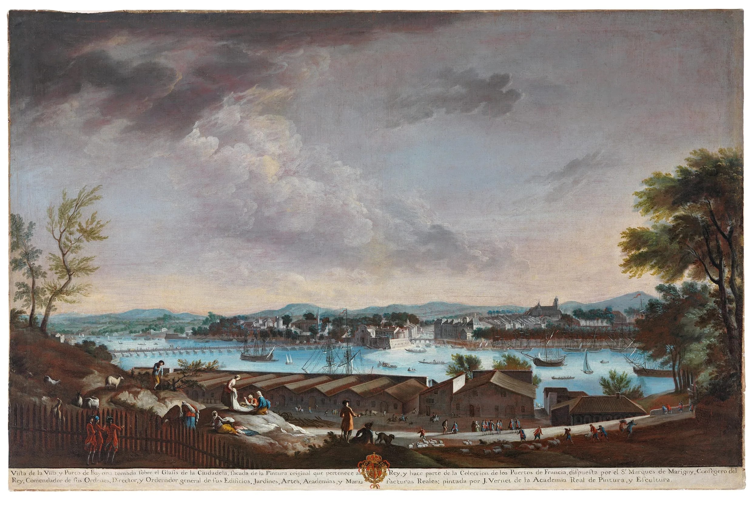 View of the City and Port of Bayonne (From the series Ports of France) (Vista de la villa y puerto de Bayona [De la serie Puertos de Francia])