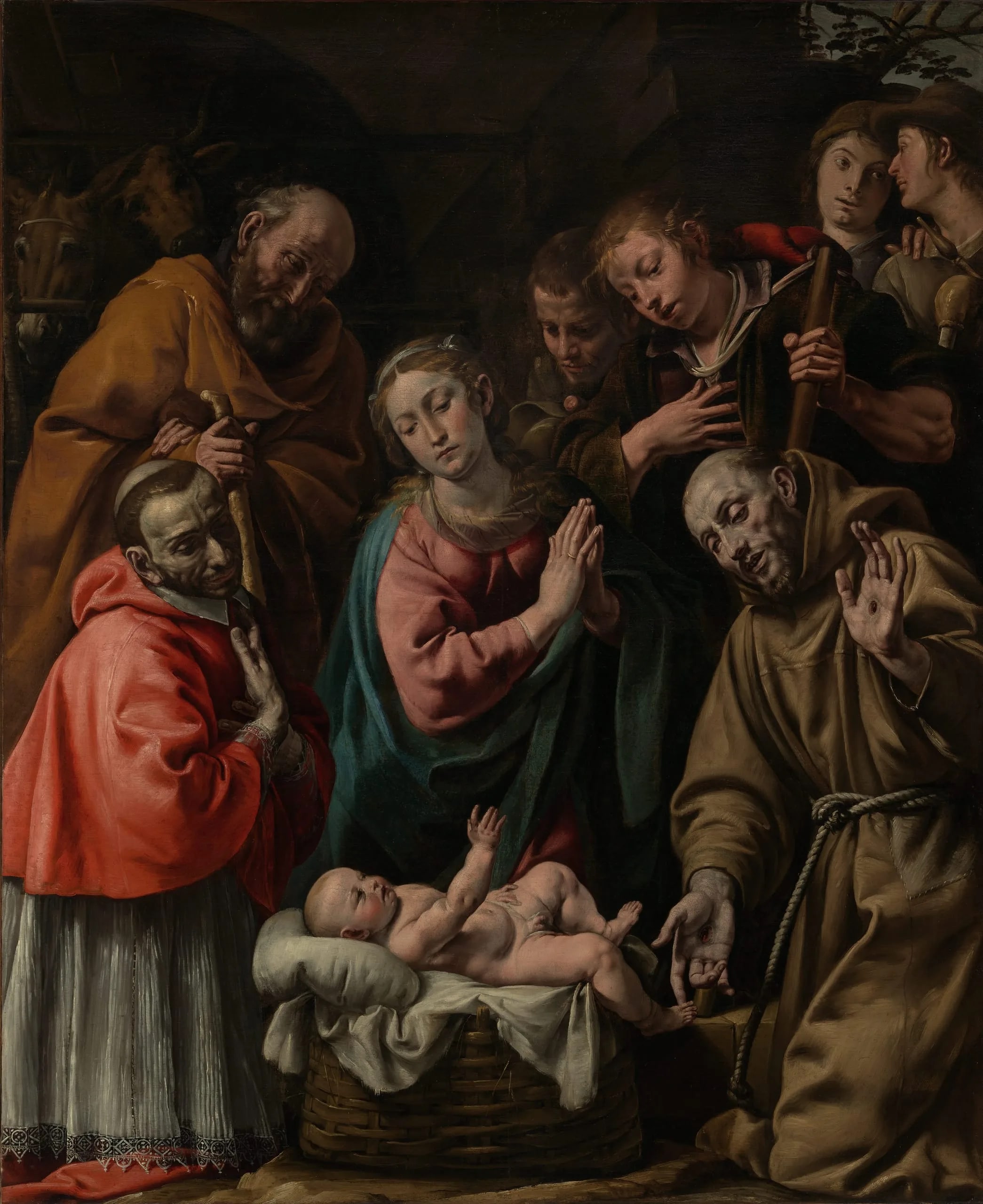 Adoration of the Shepherds with Saints Francis and Saint Carlo Borromeo