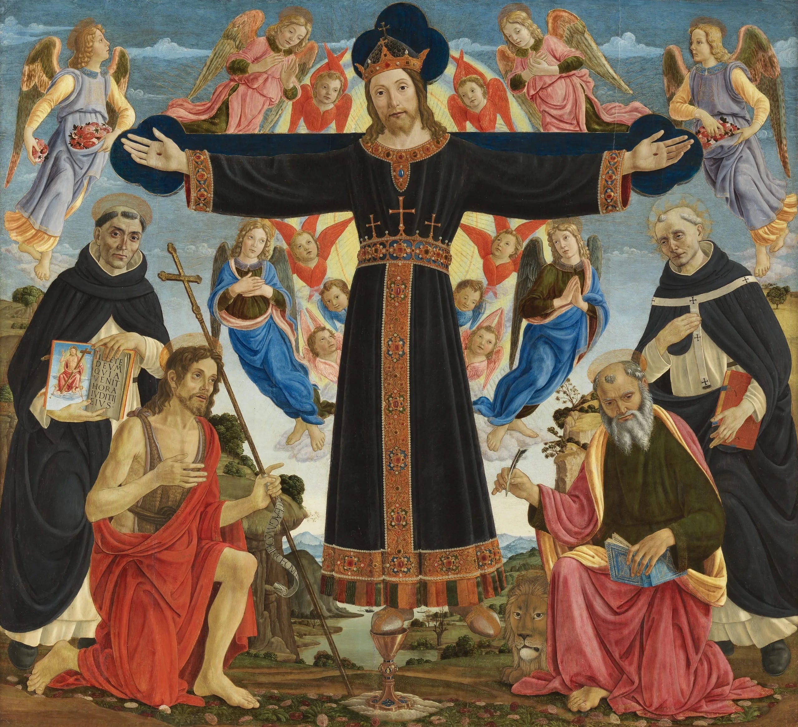 Christ on the Cross with Saints Vincent Ferrer, John the Baptist, Mark and Antoninus