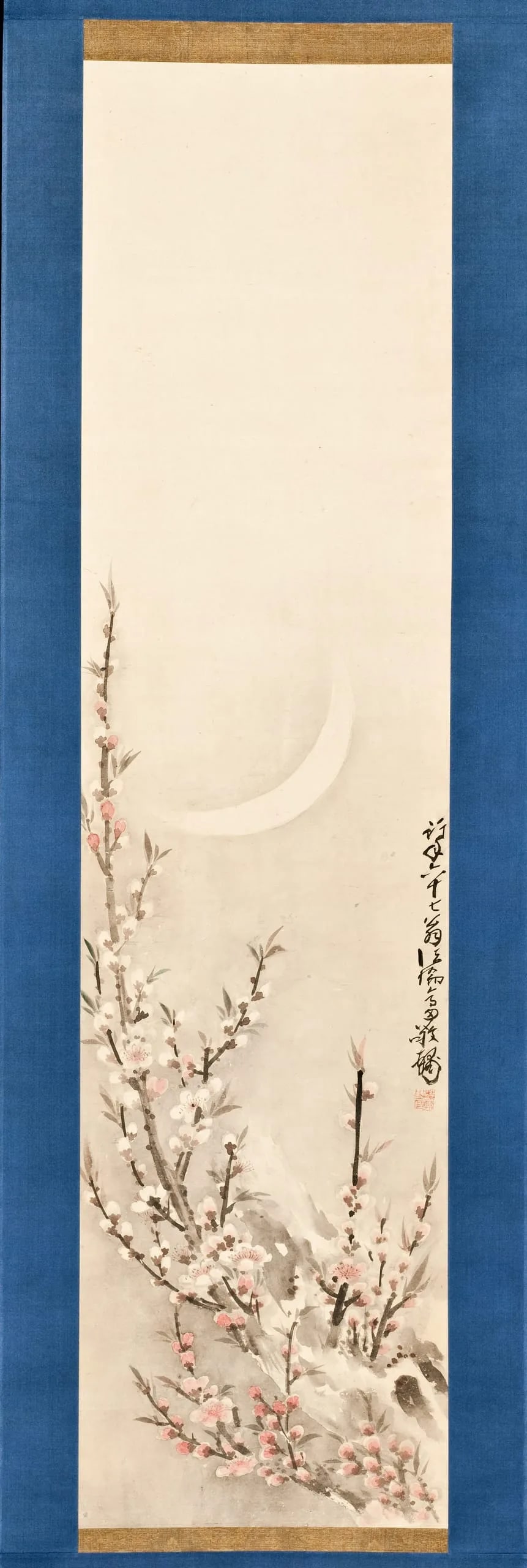 Plum Blossoms under a Crescent Moon