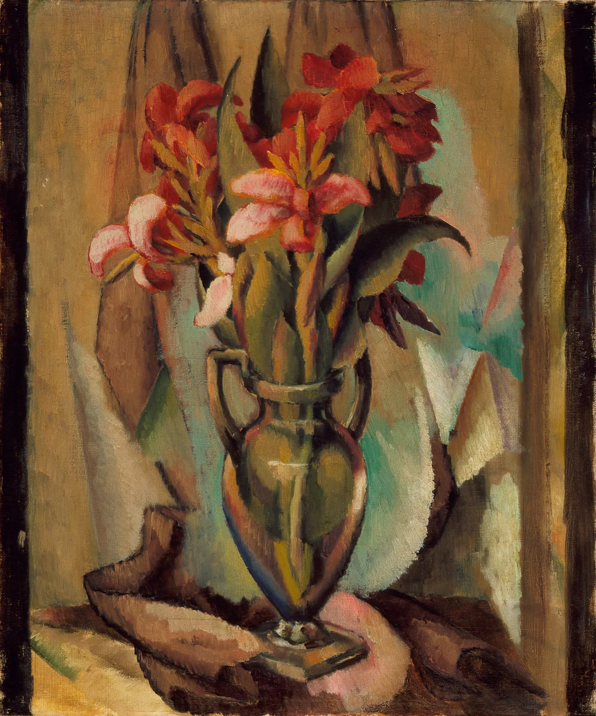 Flowers in a Handled Vase