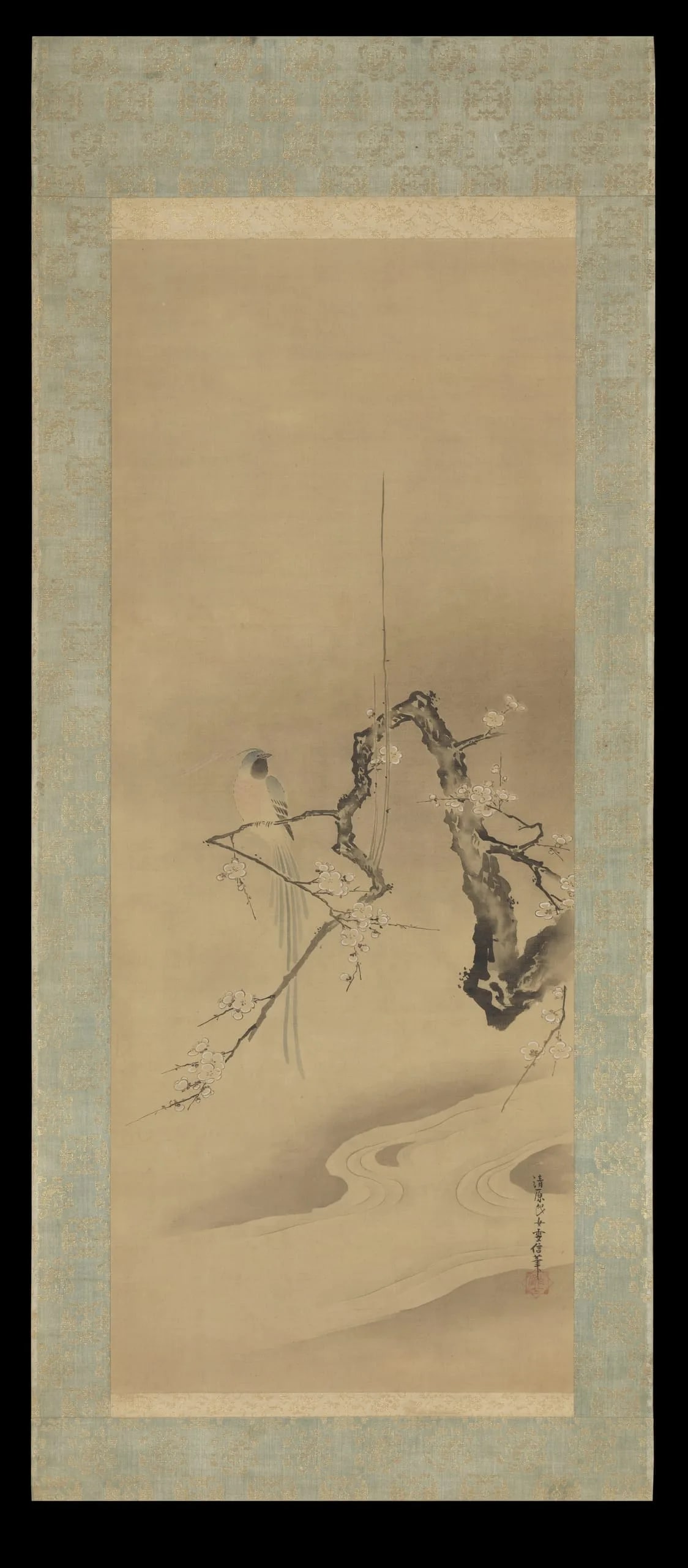 Lan Caihe: Paragon of Filiel Piety; Chinese Blue Magpie with Flowering Plum; Sparrows, Willow, and Rose