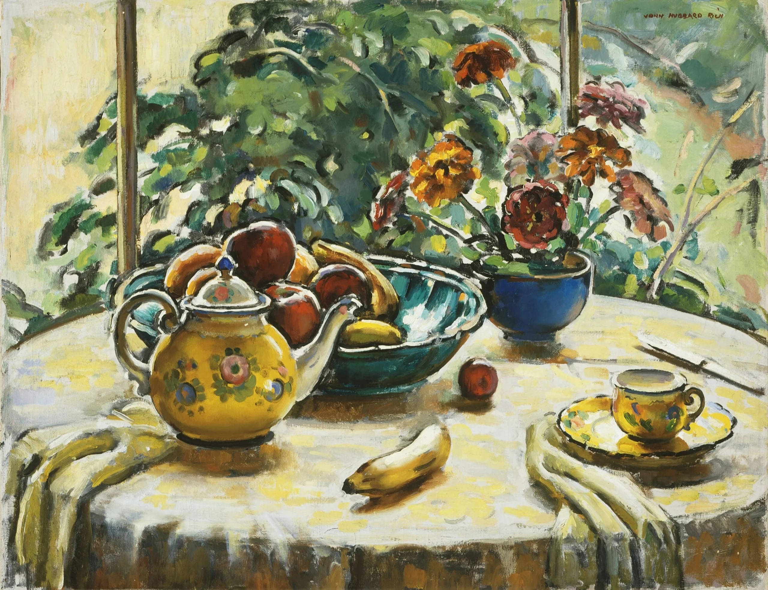 Yellow Teapot on Patio Table