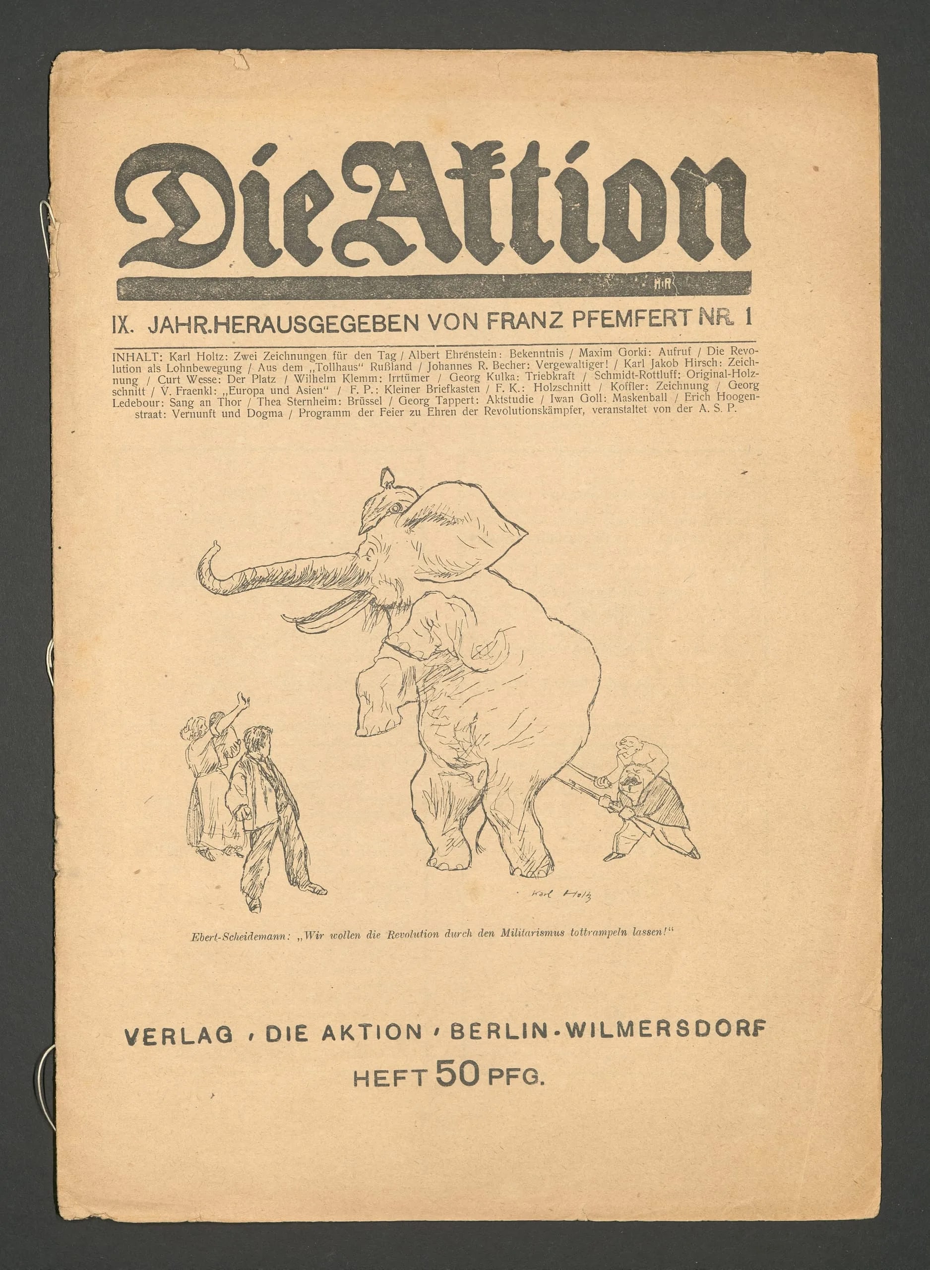 Die Aktion 9, no. 1 (4 Januar 1919)