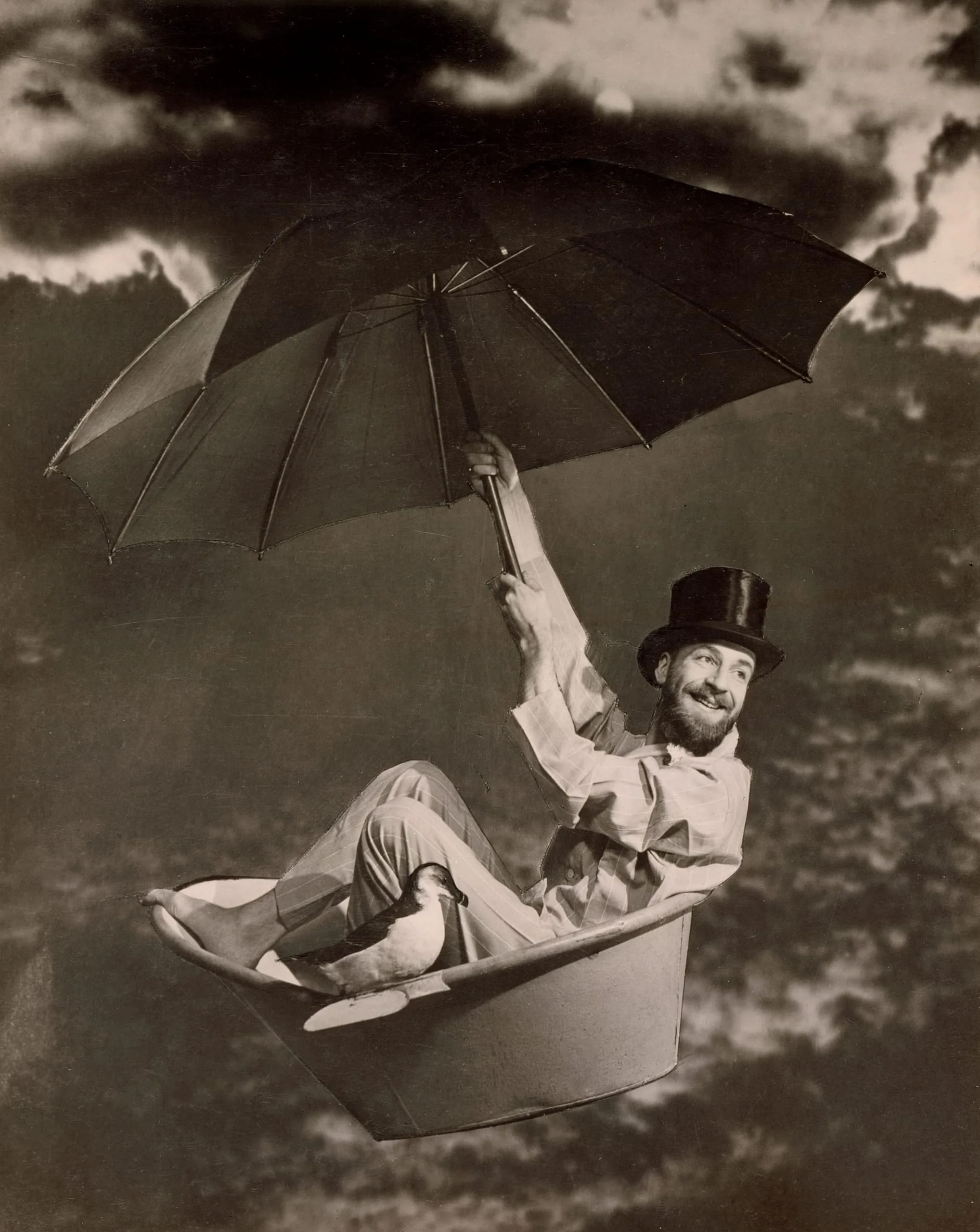 Self-Portrait Aloft with Umbrella
