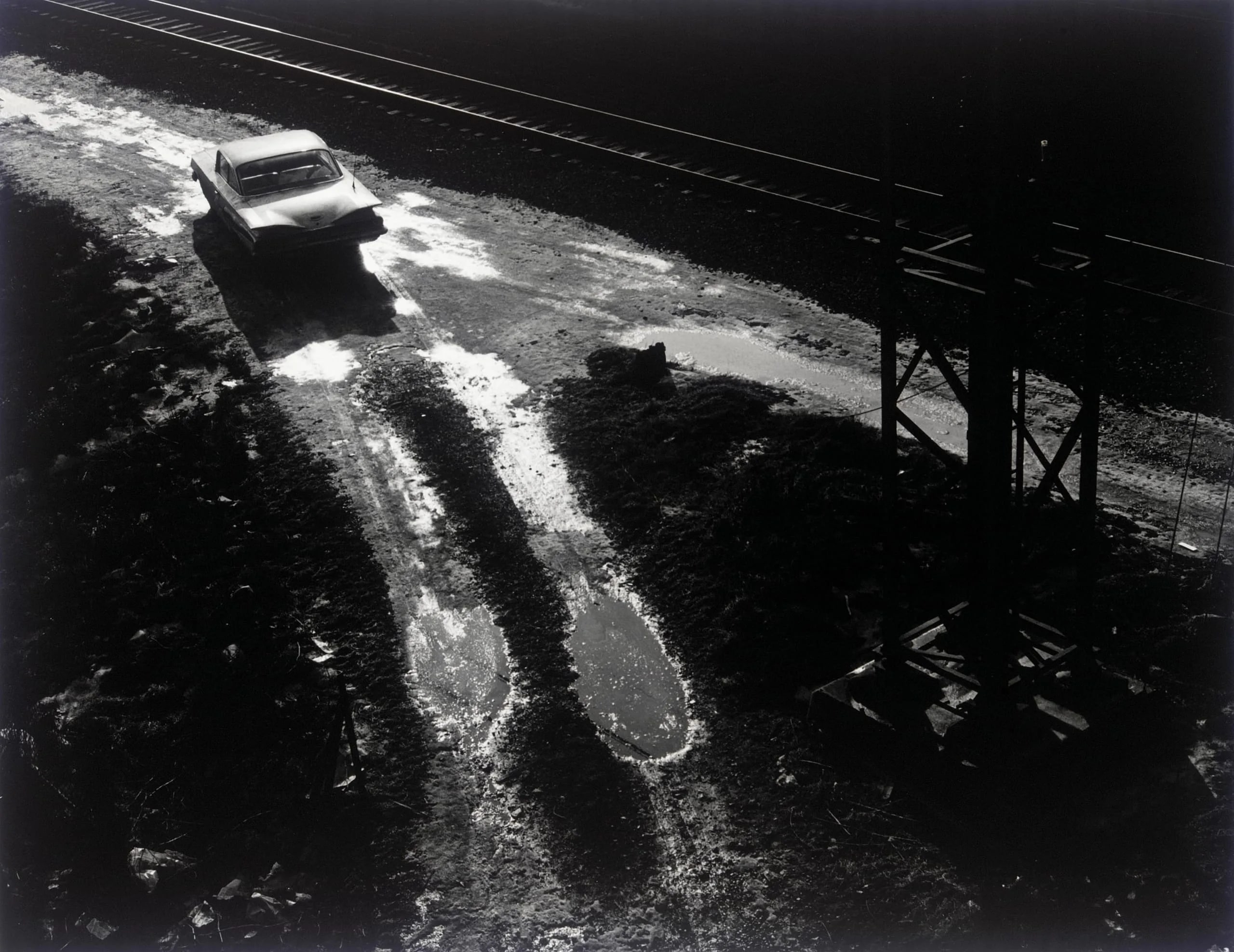 Car Near Railroad Tracks: Chicago, Illinois