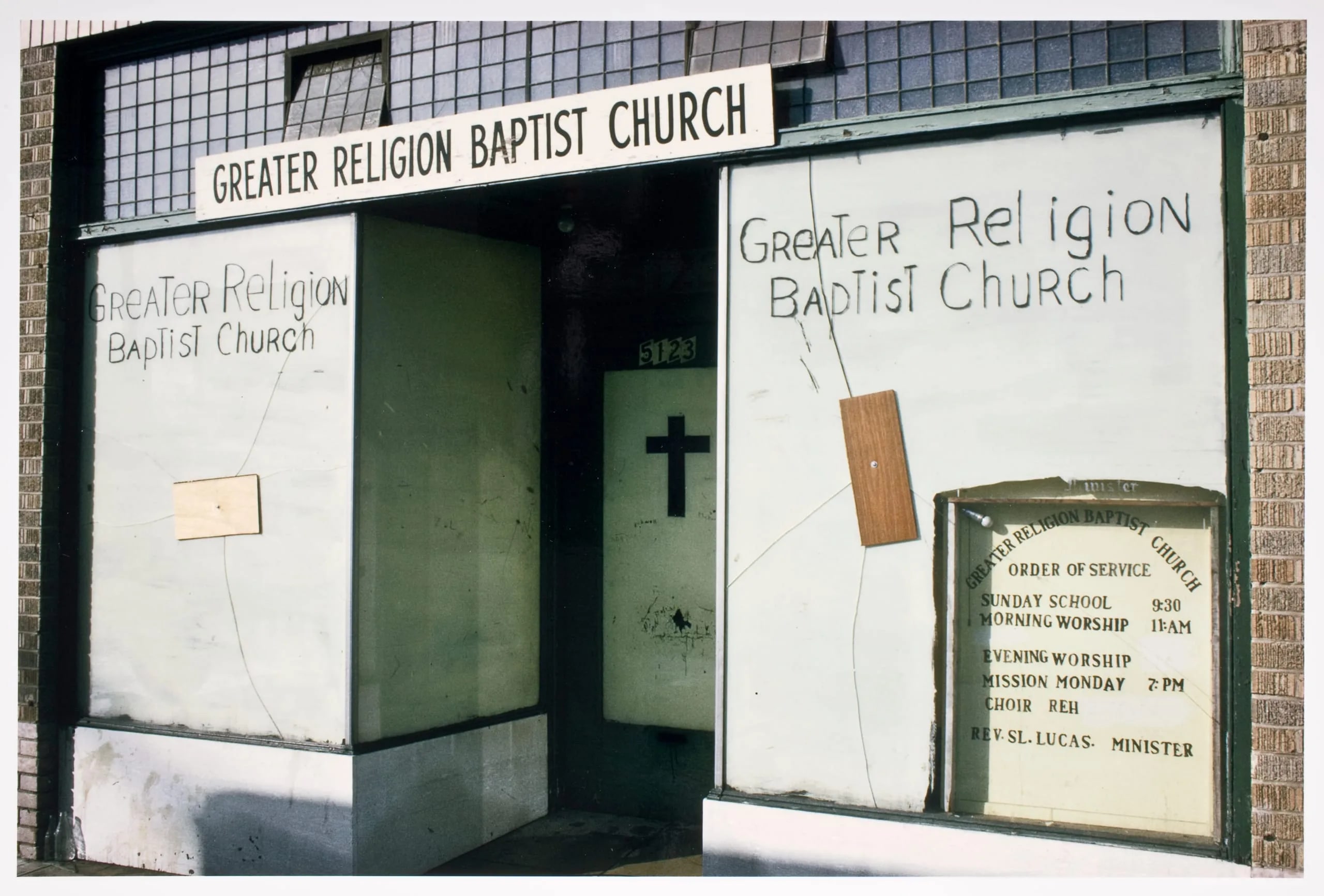 Thirty-three color church facades, Los Angeles